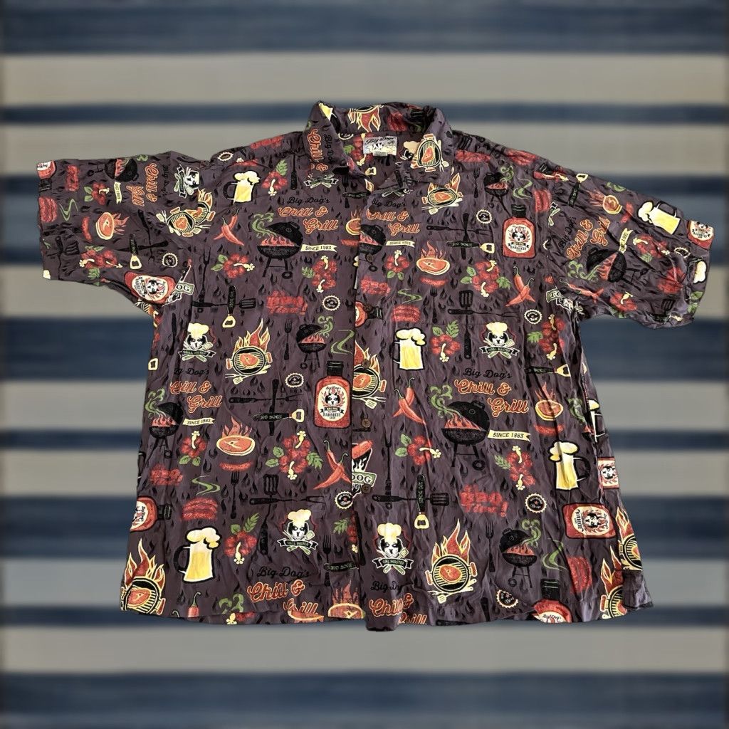 Big Dogs Big Dogs Button-Up Shirt Mens 2XL Short Sleeve Multicolor BBQ Beer Cartoon Dog Nature Outdoor USA Fun Novelty Shirt Mens 2XL Size US XXL / EU 58 / 5 - 1 Thumbnail