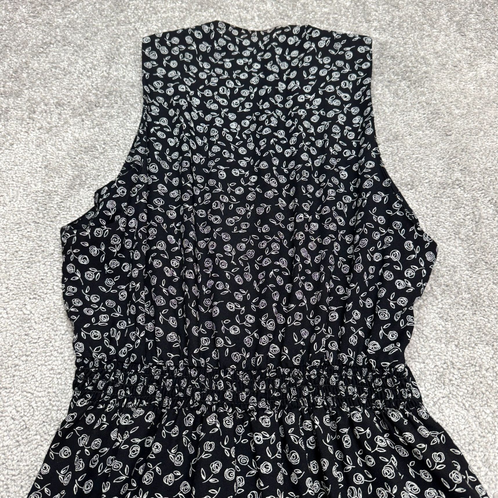 Vintage VINTAGE R.J. Stevens Carol Escritor Wrap Midi Dress Womens 8 Black White Floral Size M / US 6-8 / IT 42-44 - 3 Thumbnail