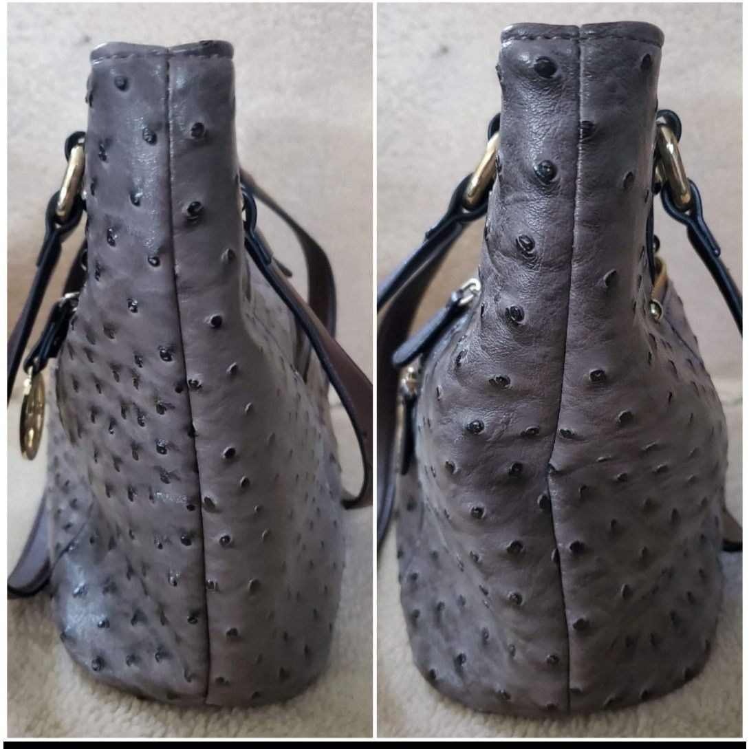 Giani Bernini Giani Bernini Ostrich-Embossed Tote Bag Purse Gray Size ONE SIZE - 11 Thumbnail