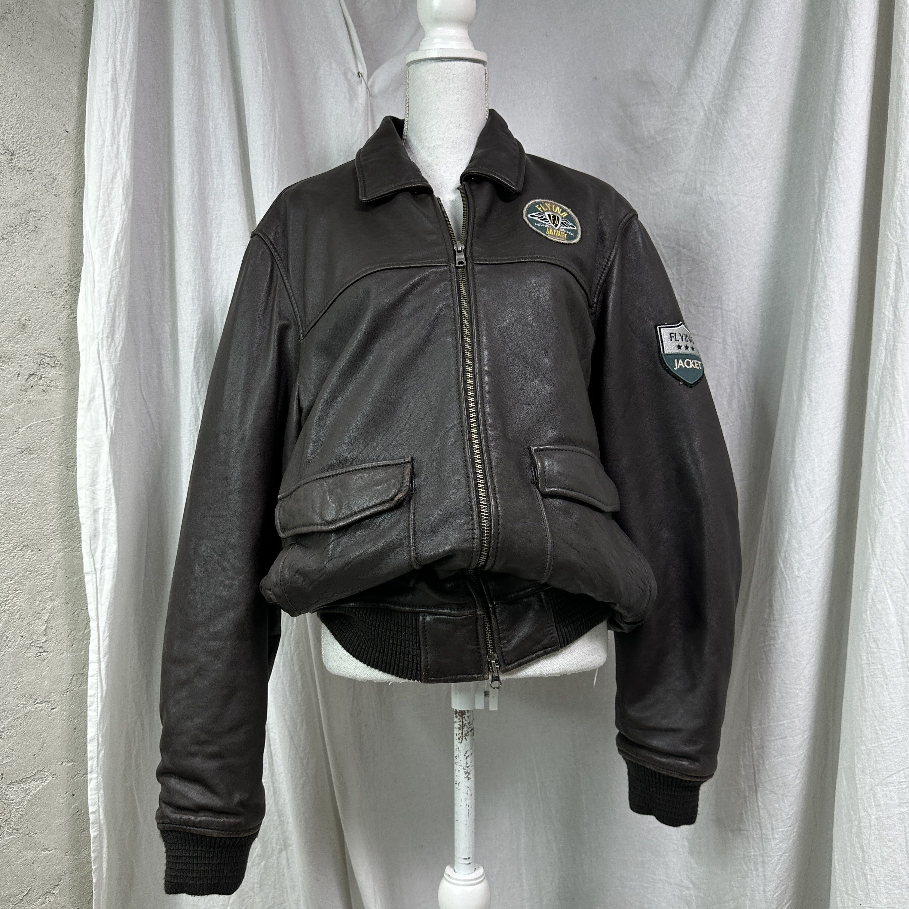 Vintage Vintage Leather Biker Moto Pilot Bomber Jacket 00s Size US L / EU 52-54 / 3 - 1 Thumbnail