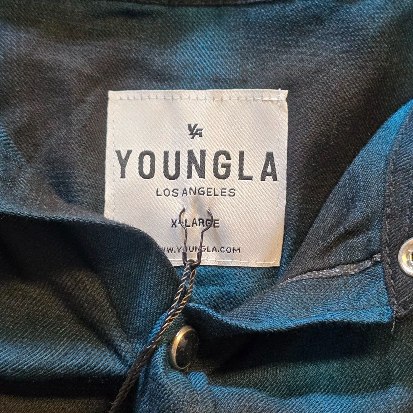 YoungLA Youngla Shirt Mens XL Black Blue Plaid Pearl Snap Button Long Sleeve Casual Size US XL / EU 56 / 4 - 4 Thumbnail