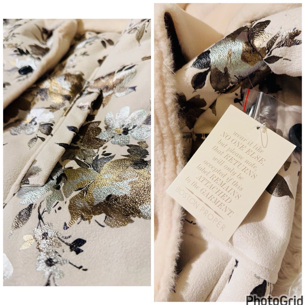 Boston Proper Boston Proper Shearling Shimmer Floral Faux Suede Coat Size S / US 4 / IT 40 - 8 Thumbnail