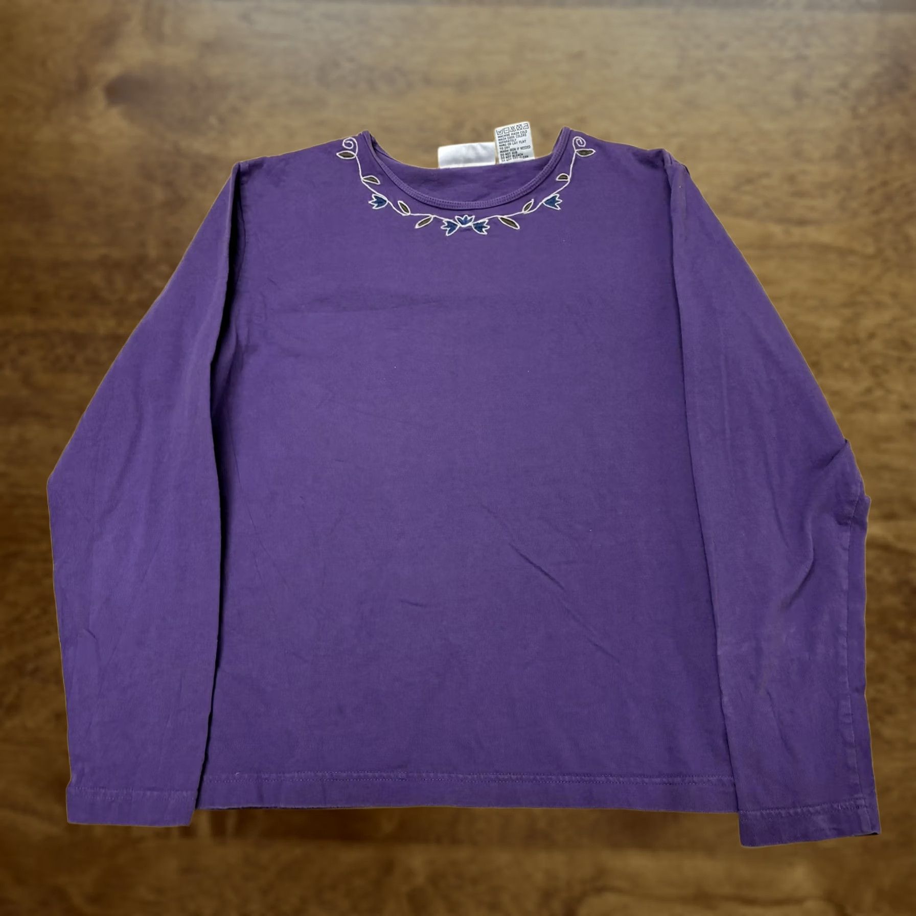 Vintage Sigrid Olsen Sport Shirt Womens Small Purple Floral Embroidered Long Sleeve Top Size S / US 4 / IT 40 - 1 Thumbnail