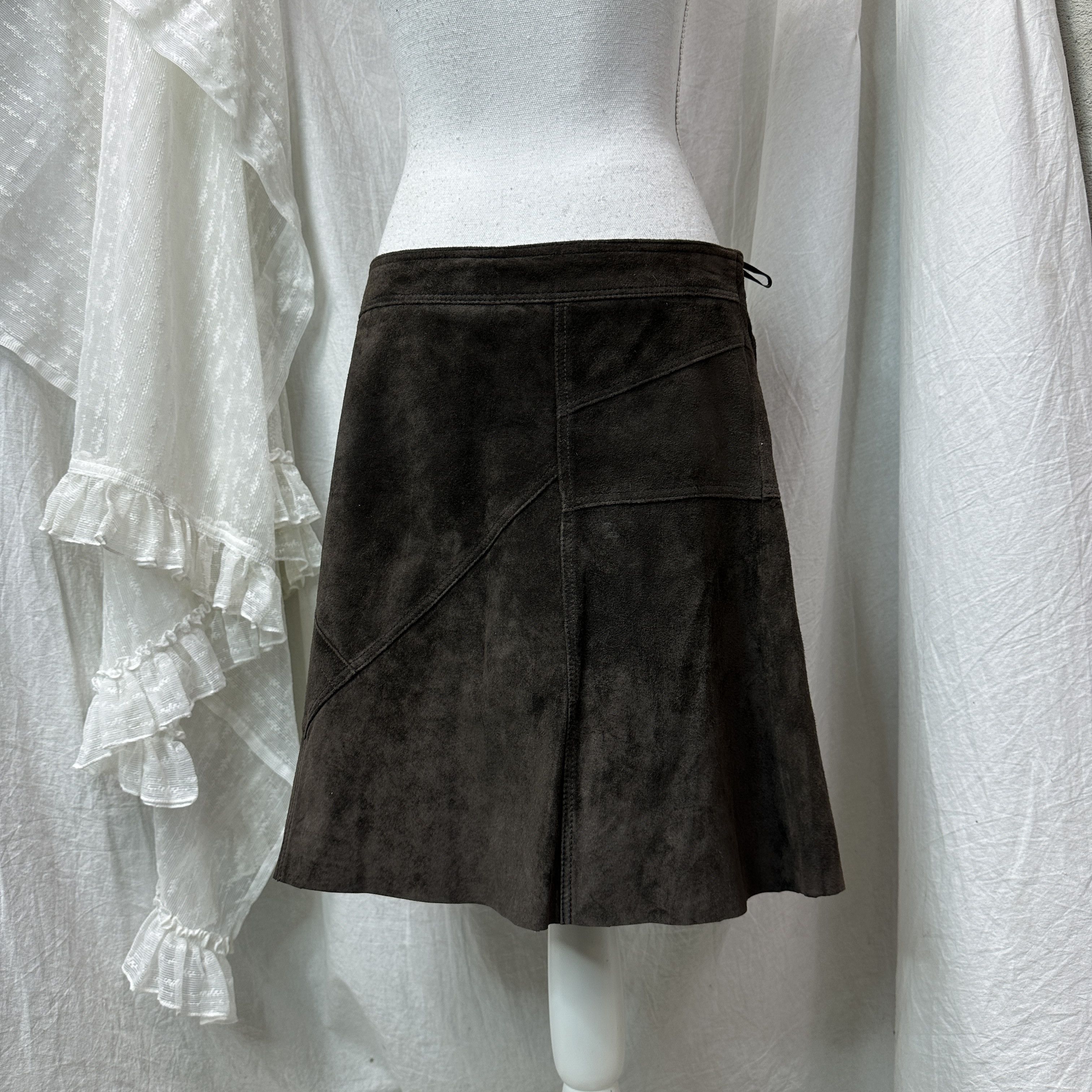 Vintage Vintage Leather Chocolate Brown Rocha John Rocha Skirt Y2K Size 27" / US 4 / IT 40 - 5 Thumbnail