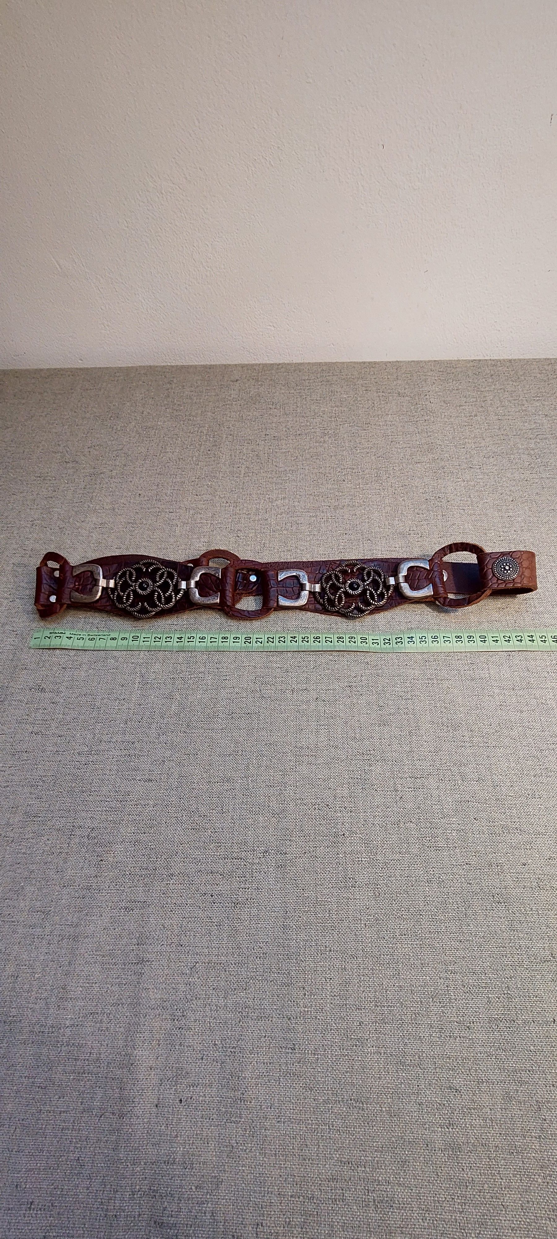 Vintage Vintage Western Leather Belt w/ Metal Rosette Accents Size ONE SIZE - 9 Thumbnail