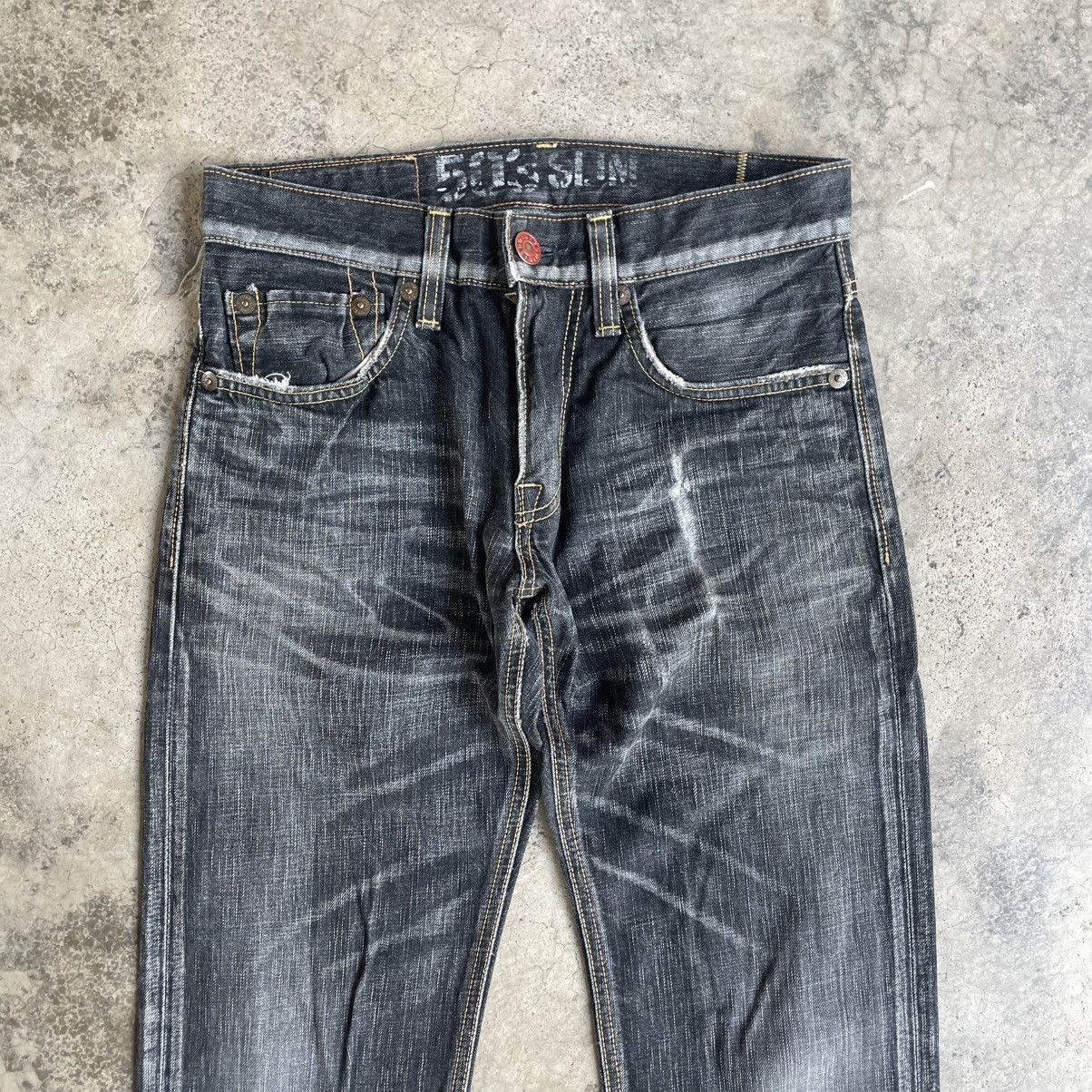 Edwin 🔥Vintage Edwin 503 Blue Trip Stoned Washed Slim Fit Jeans Size US 30 / EU 46 - 2 Thumbnail