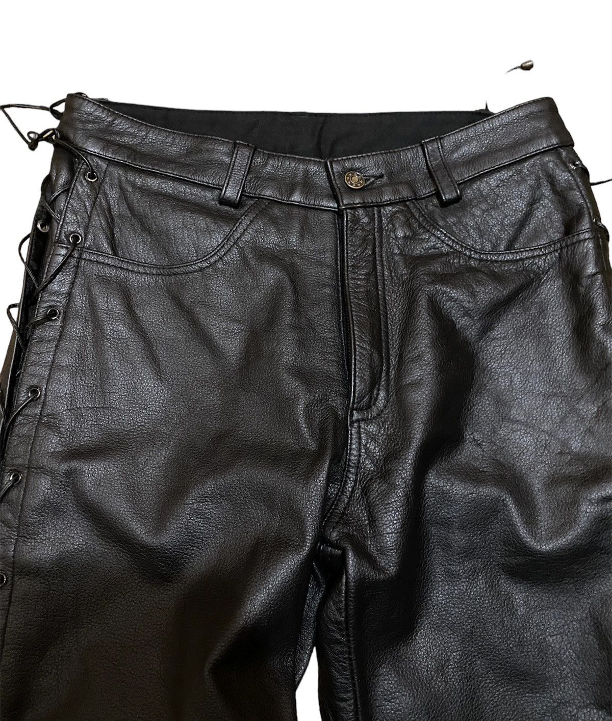 Genuine Leather Vintage Ashy Motorcycle Leather Biker Pants Size US 32 / EU 48 - 2 Thumbnail