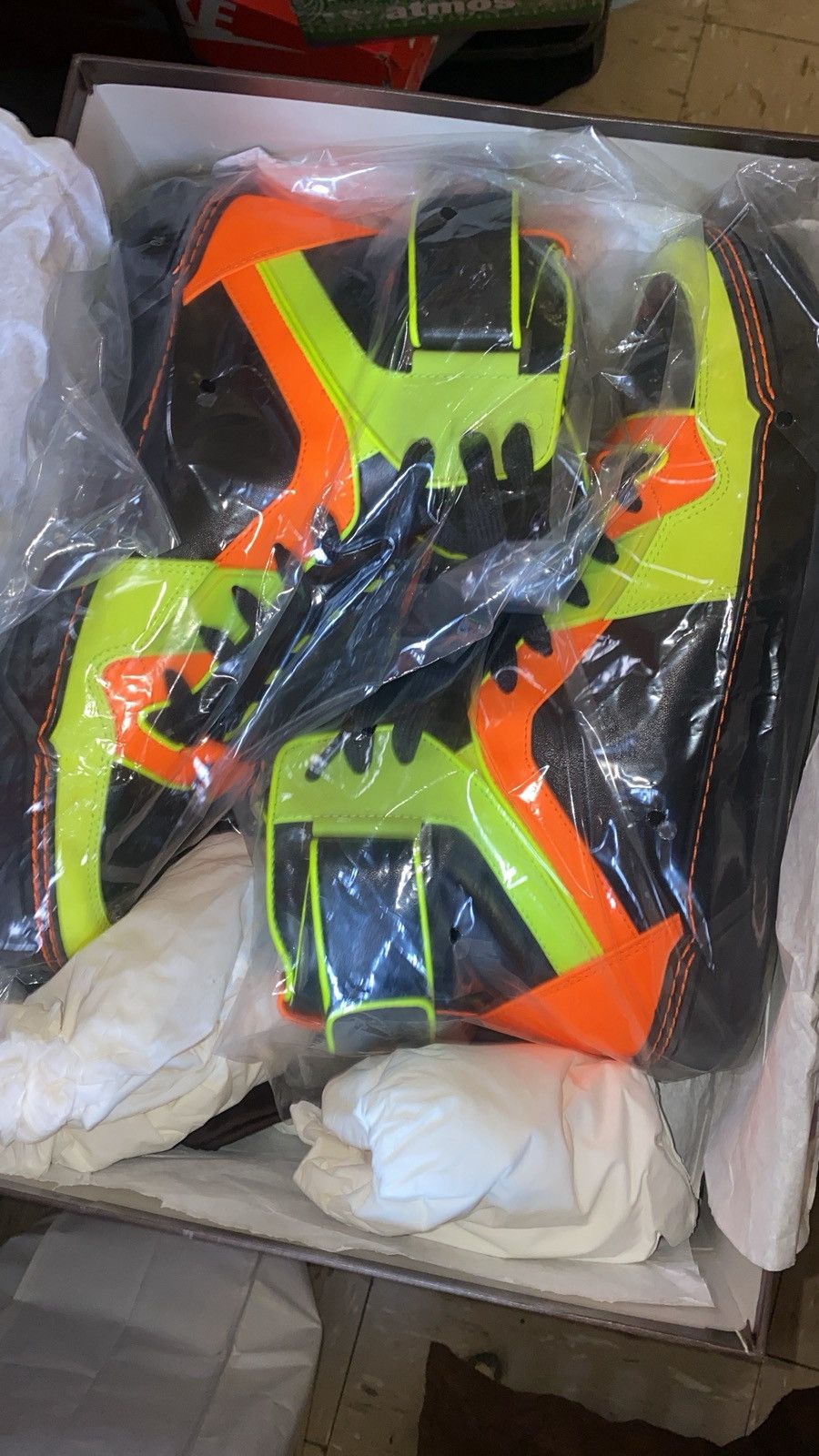 Gucci RARE NEON GUCCI HIGH-TOPS SZ 11 / 44 /⚫️🟢🟠 Size US 11 / EU 44 - 1 Thumbnail