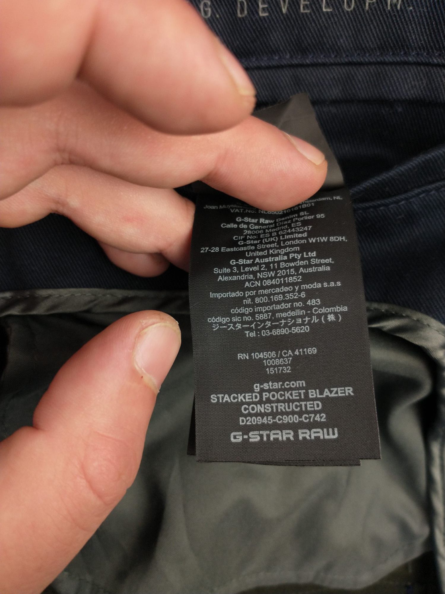 G-Star Stacked Pocket Blazer Constructed Size L Navy Size US L / EU 52-54 / 3 - 11 Thumbnail