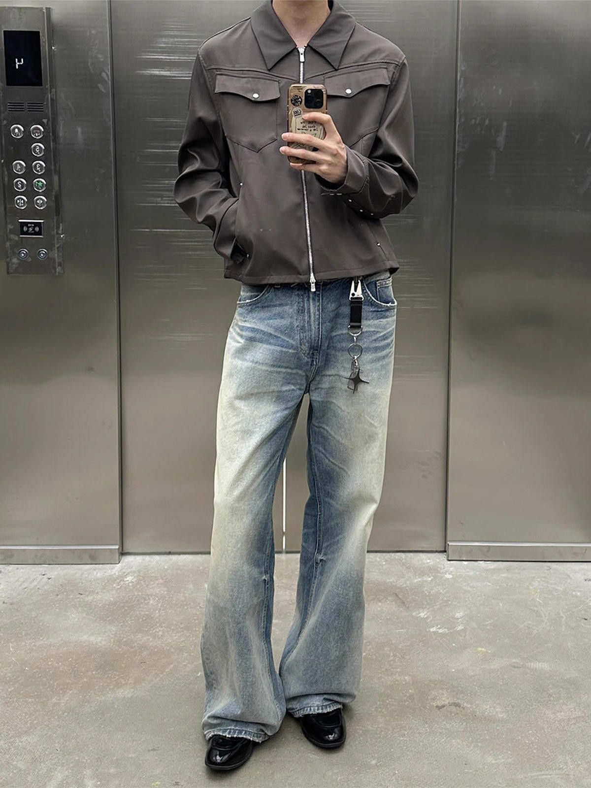 Japanese Brand Light Blue Wide Leg Denim Jeans, Vintage Wash Loose Fit Size US 32 / EU 48 - 4 Thumbnail