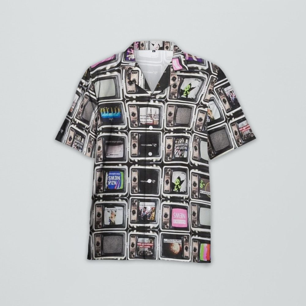 Designer TV Print Camp-Collared Shirt – Retro Vibes, Modern Edge Size US S / EU 44-46 / 1 - 1 Thumbnail