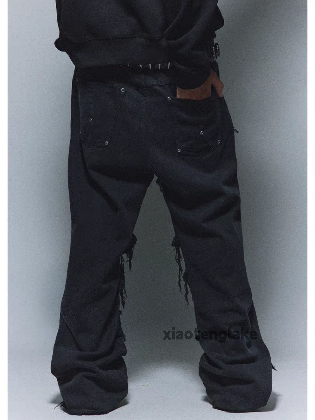 Designer × Jean × Vintage washed faded ripped damaged baggy hiphop jeans Size US 36 / EU 52 - 3 Thumbnail