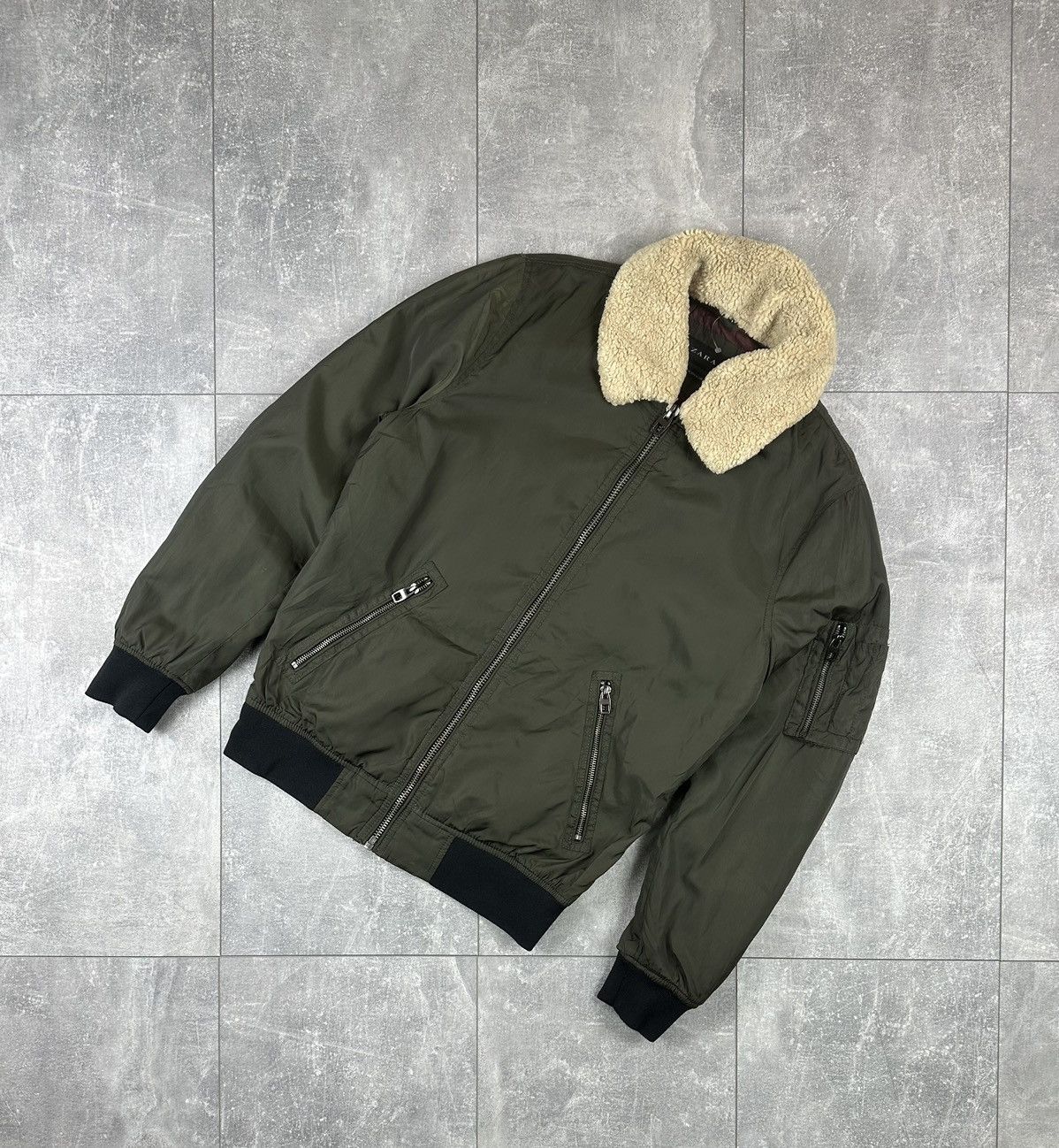 Zara Zara MA1 Nylon Bomber Khaki Light Vintage Jacket Size US M / EU 48-50 / 2 - 1 Thumbnail