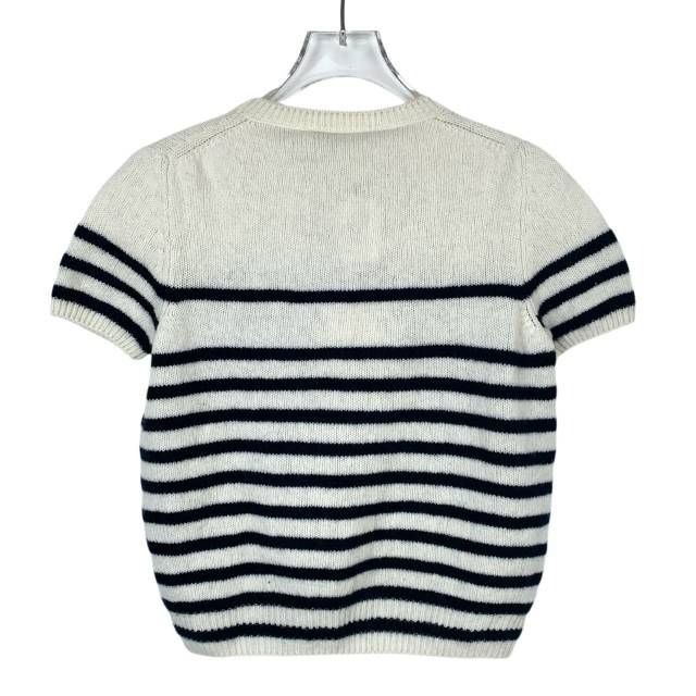 Dior Christian Dior Womens Ivory & Black Striped Wool Short Sleev Size XS / US 0-2 / IT 36-38 - 4 Thumbnail