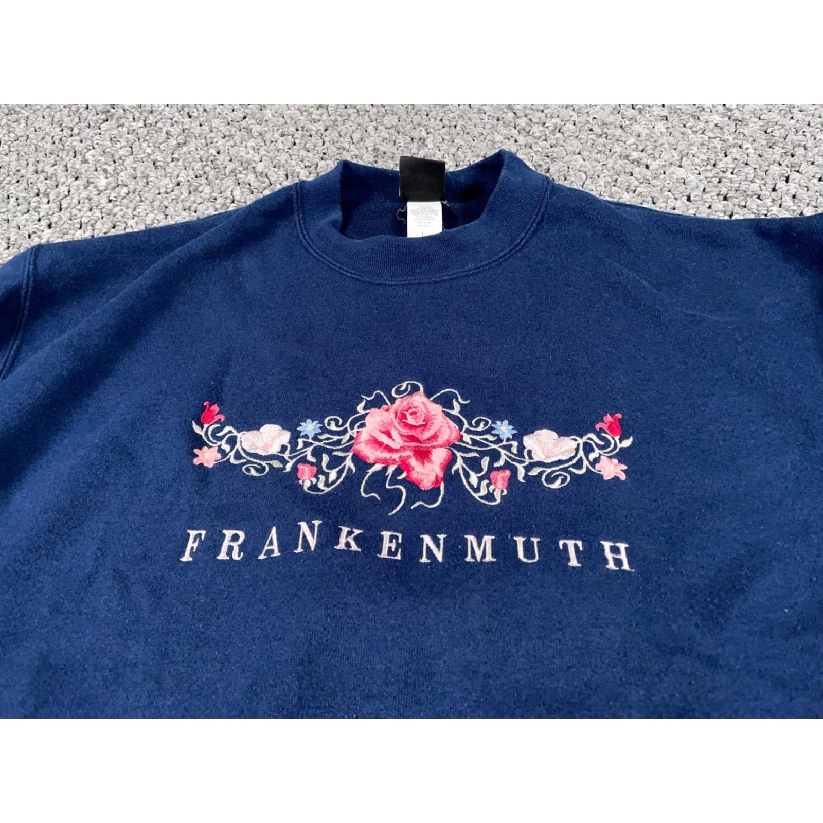 Vintage VINTAGE Signal Sweatshirt Adult Large Dark Blue Embroidered Flowers 90s Womens Size L / US 10 / IT 46 - 5 Thumbnail