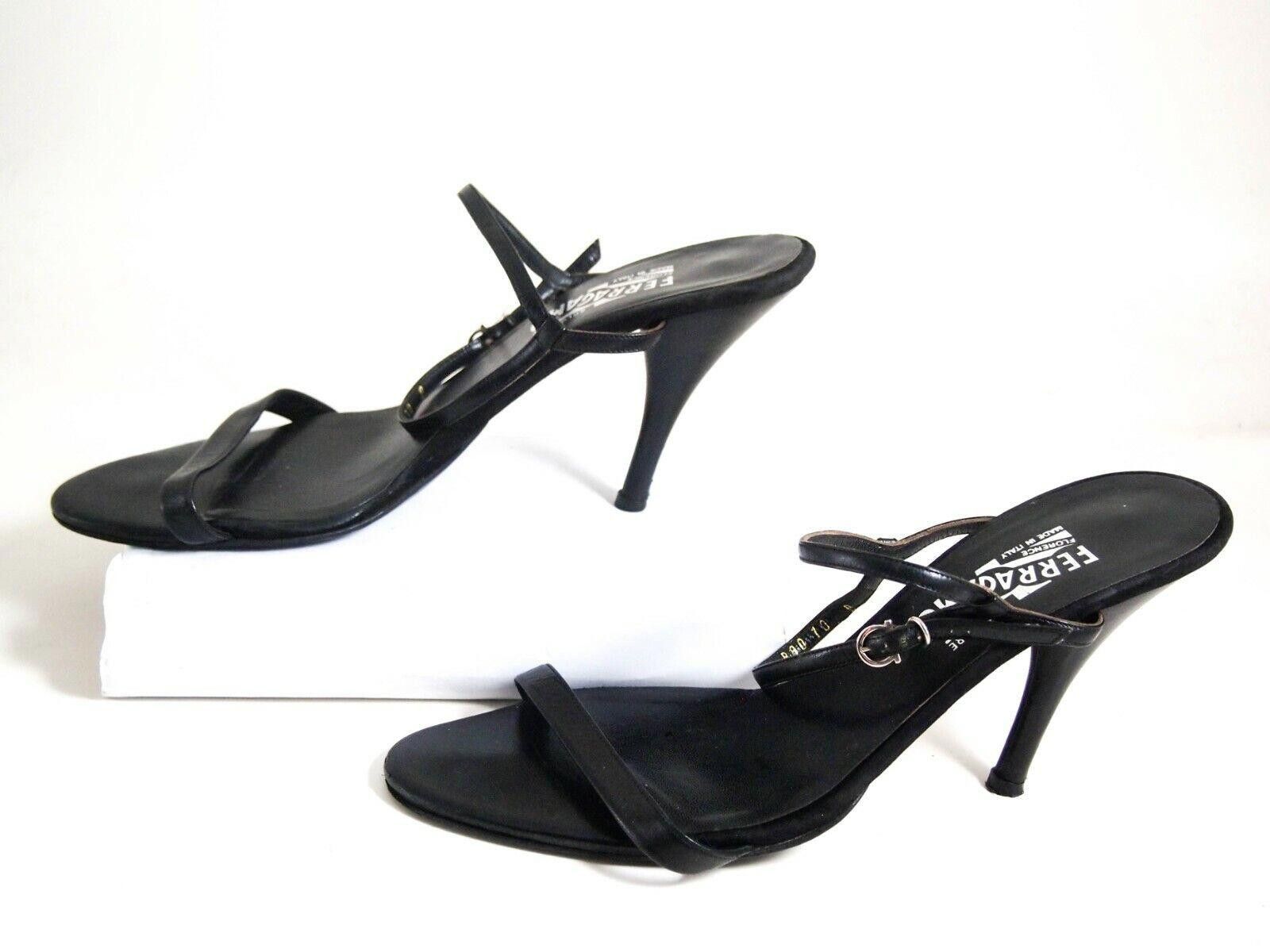 Salvatore Ferragamo Ferragamo Heels Strappy Sandals Black Leather US 10 EU 40.5 Size US 10 / IT 40 - 4 Thumbnail