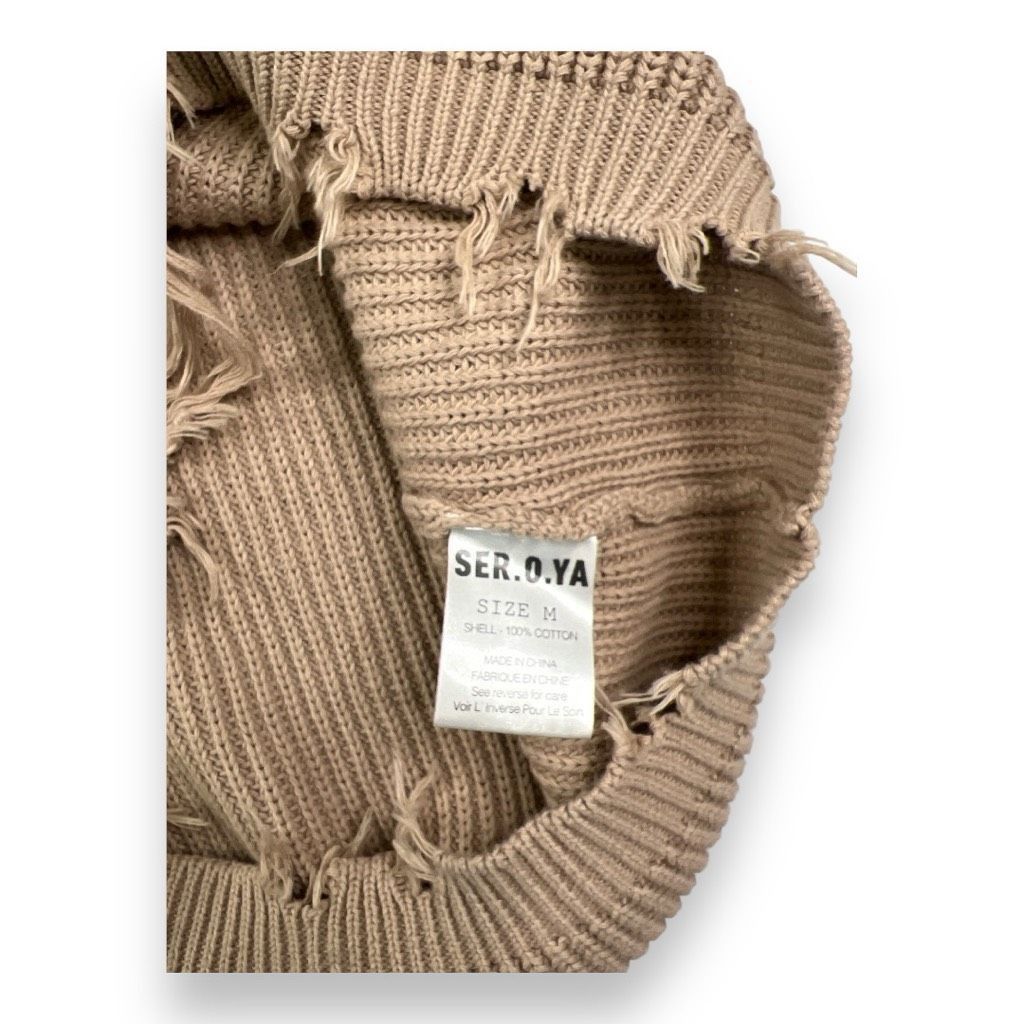 Other SER.OY.A Yonnit Tan Distressed Ribbed Knit Tank Top Dress Si Size M / US 6-8 / IT 42-44 - 5 Thumbnail