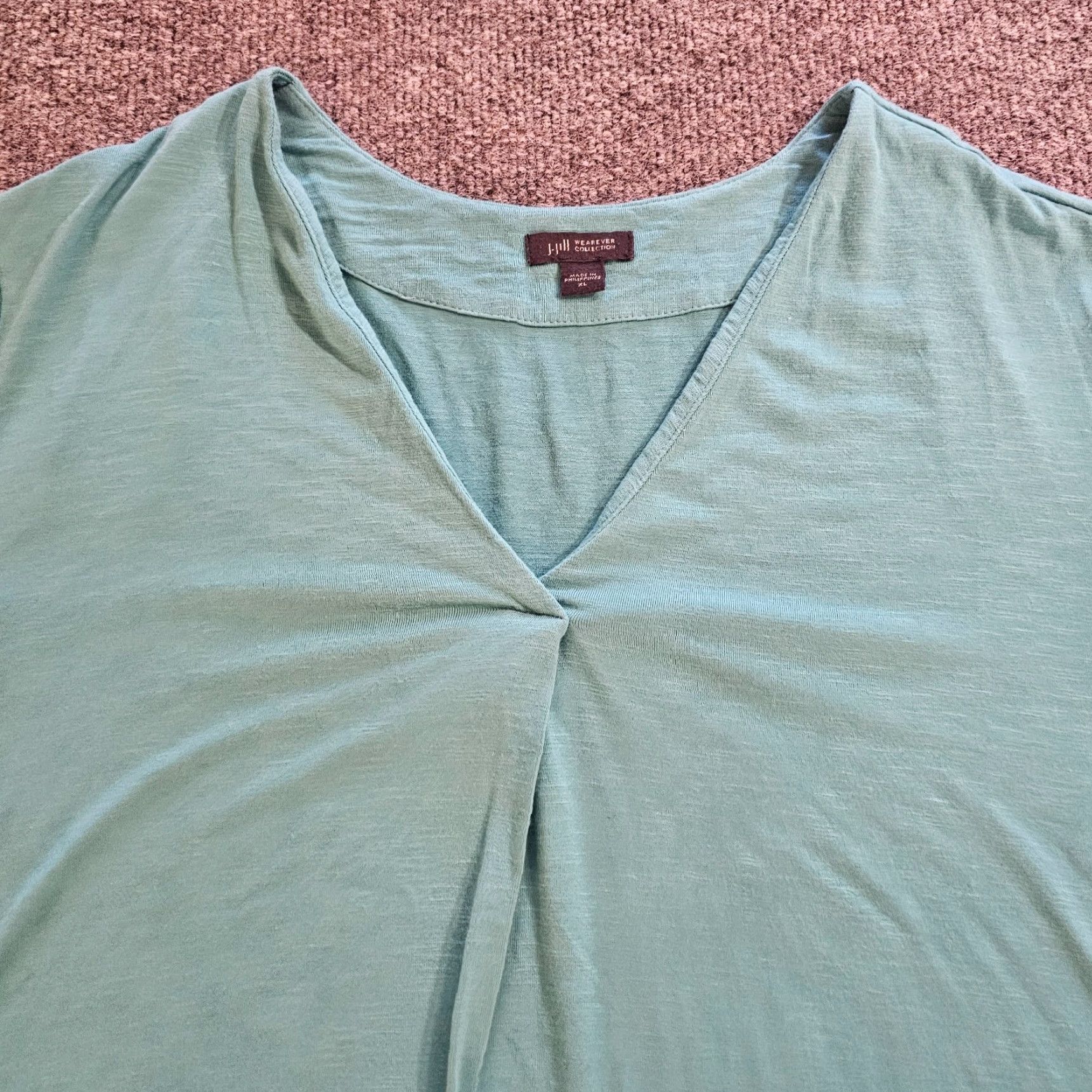J. Jill J Jill Wearever Top Tunic Womens XL Petite Green V-Neck Stretchy Casual Minimal Shirt Blouse Womens Size XL / US 12-14 / IT 48-50 - 2 Thumbnail