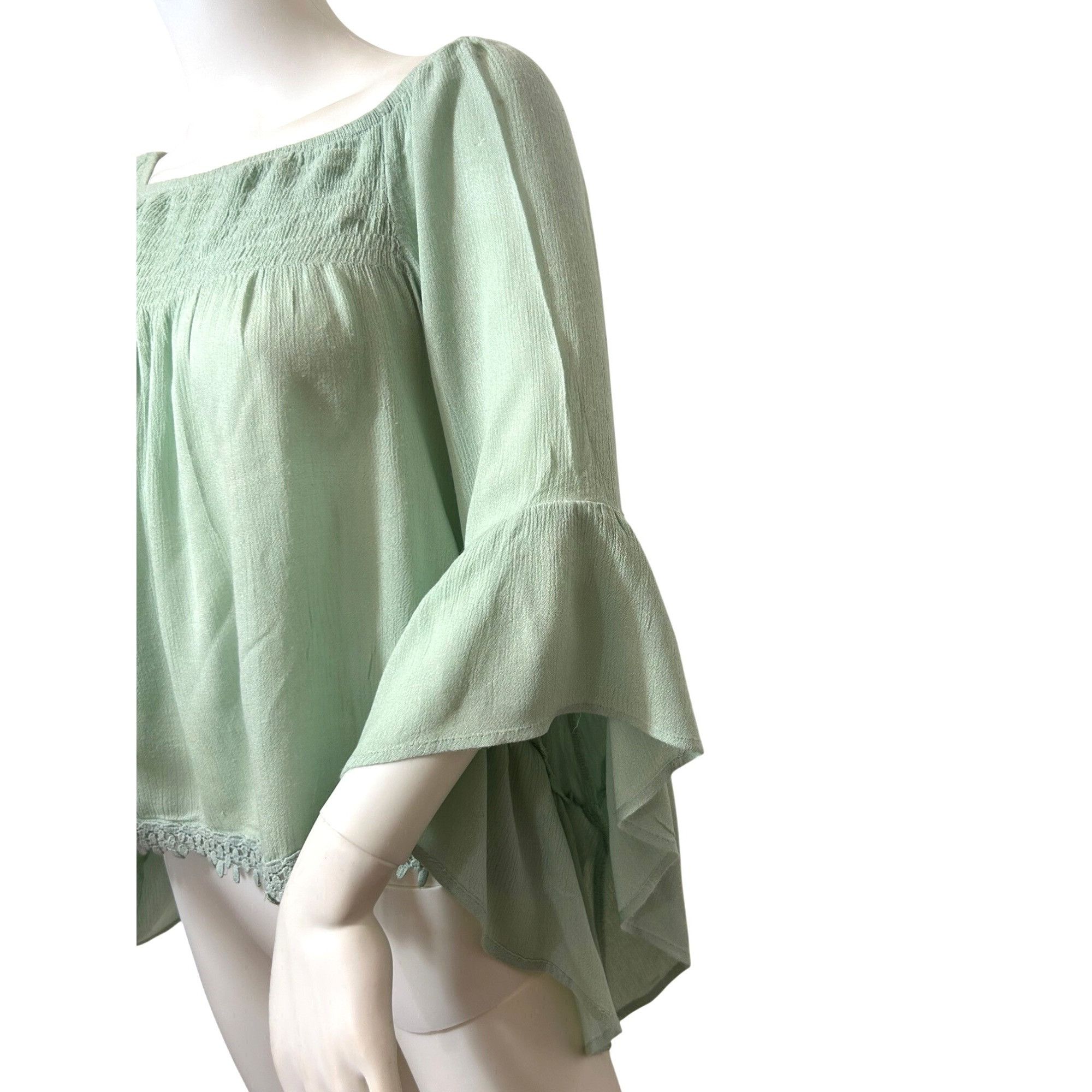 Other Raga Women’s Top Green S Bohemian Cascading Sleeve Smocked B Size S / US 4 / IT 40 - 5 Thumbnail