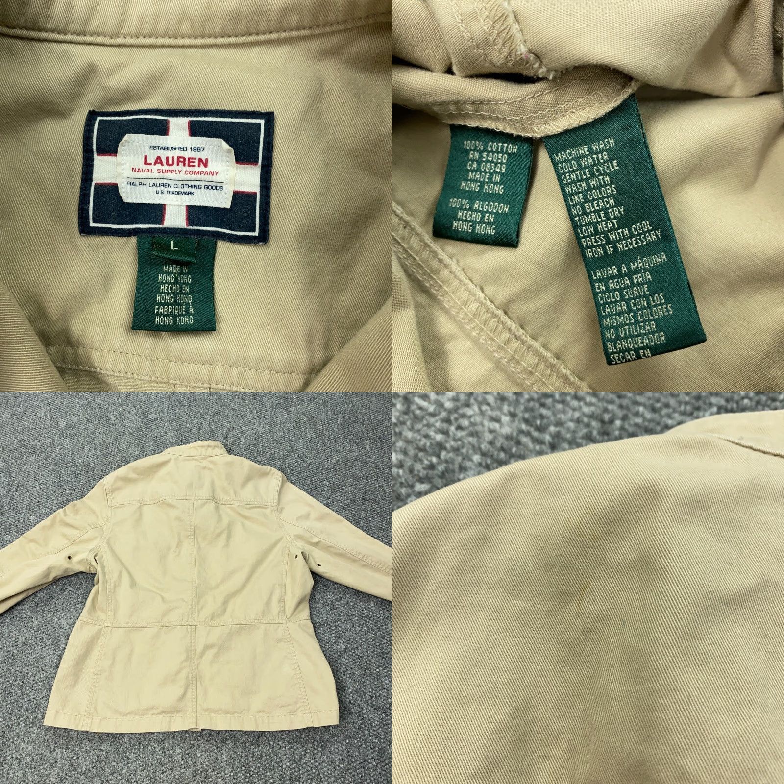 Ralph Lauren VINTAGE Ralph Lauren Lauren Naval Supply Company Jacket Womens Large Beige Moto Twill Cotton Biker 90s Classic Size L / US 10 / IT 46 - 8 Thumbnail