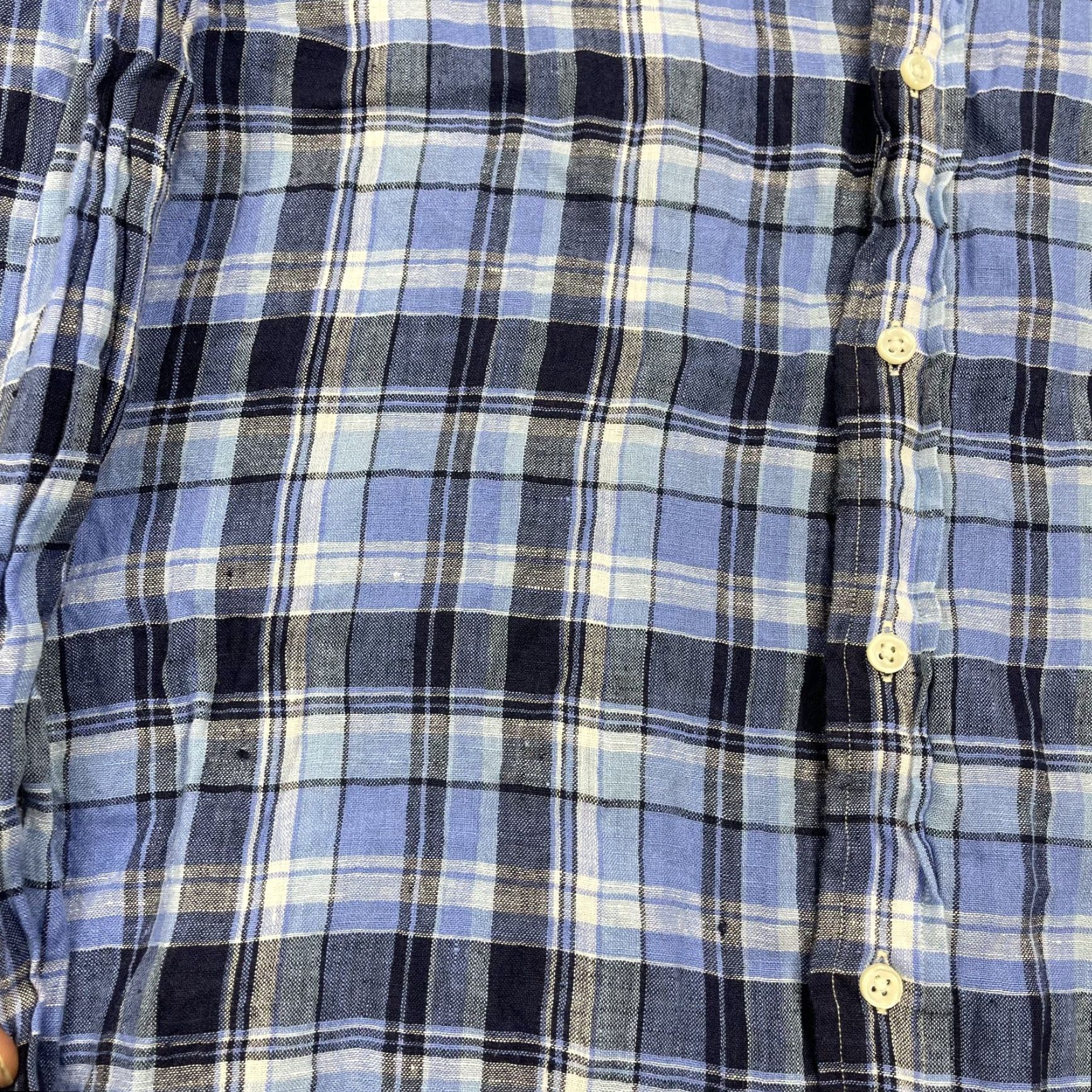 Polo Ralph Lauren Polo Ralph Lauren Shirt Mens XL Blue Plaid Linen Casual Button-Up Lightweight Size US XL / EU 56 / 4 - 4 Thumbnail