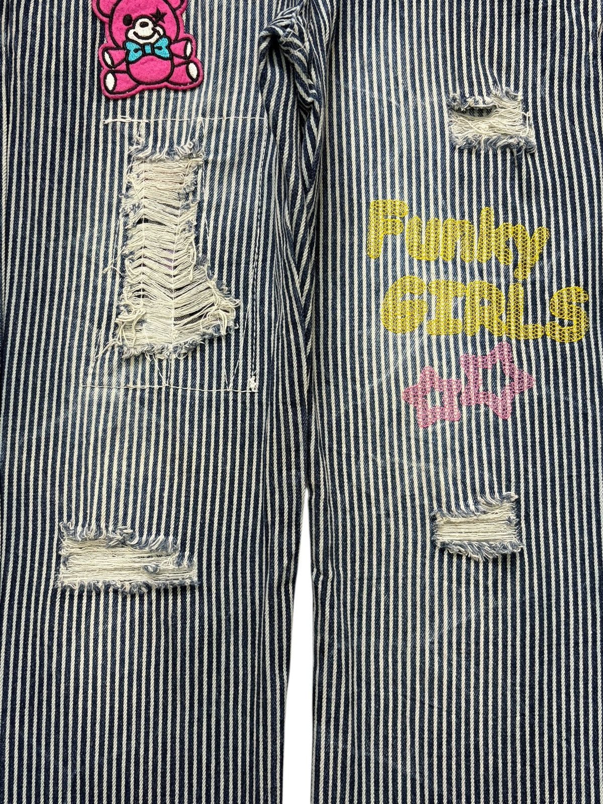 Issey Miyake Vintage Japanese Brand Double Waist Hickory Distress Jeans Size 29" - 3 Thumbnail