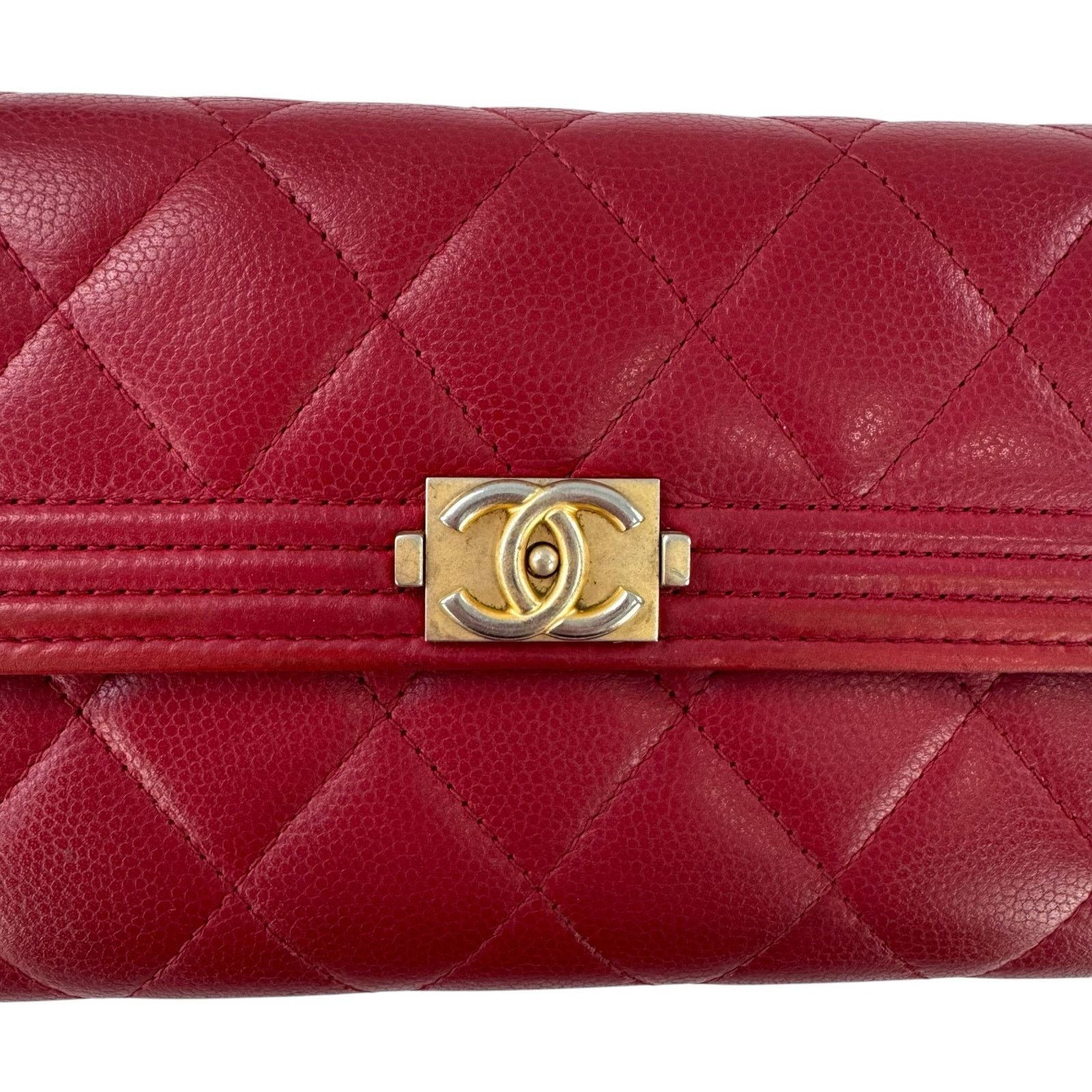 Chanel Chanel CC Boy Flap Red Matelassé Wallet Size ONE SIZE - 16 Thumbnail