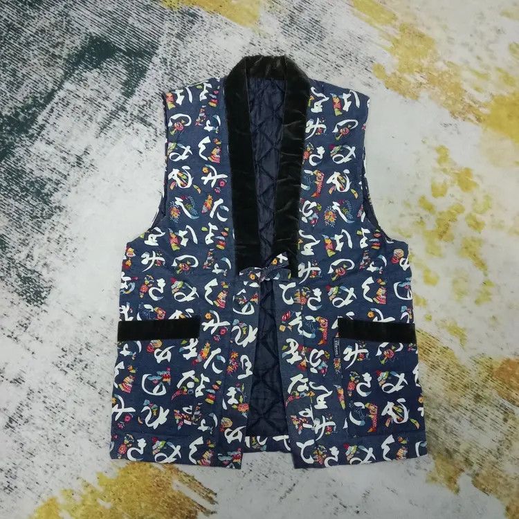 Japanese Brand Vintage Padded Printed Hanten Jinbaori Vest Jacket Size US M / EU 48-50 / 2 - 2 Thumbnail