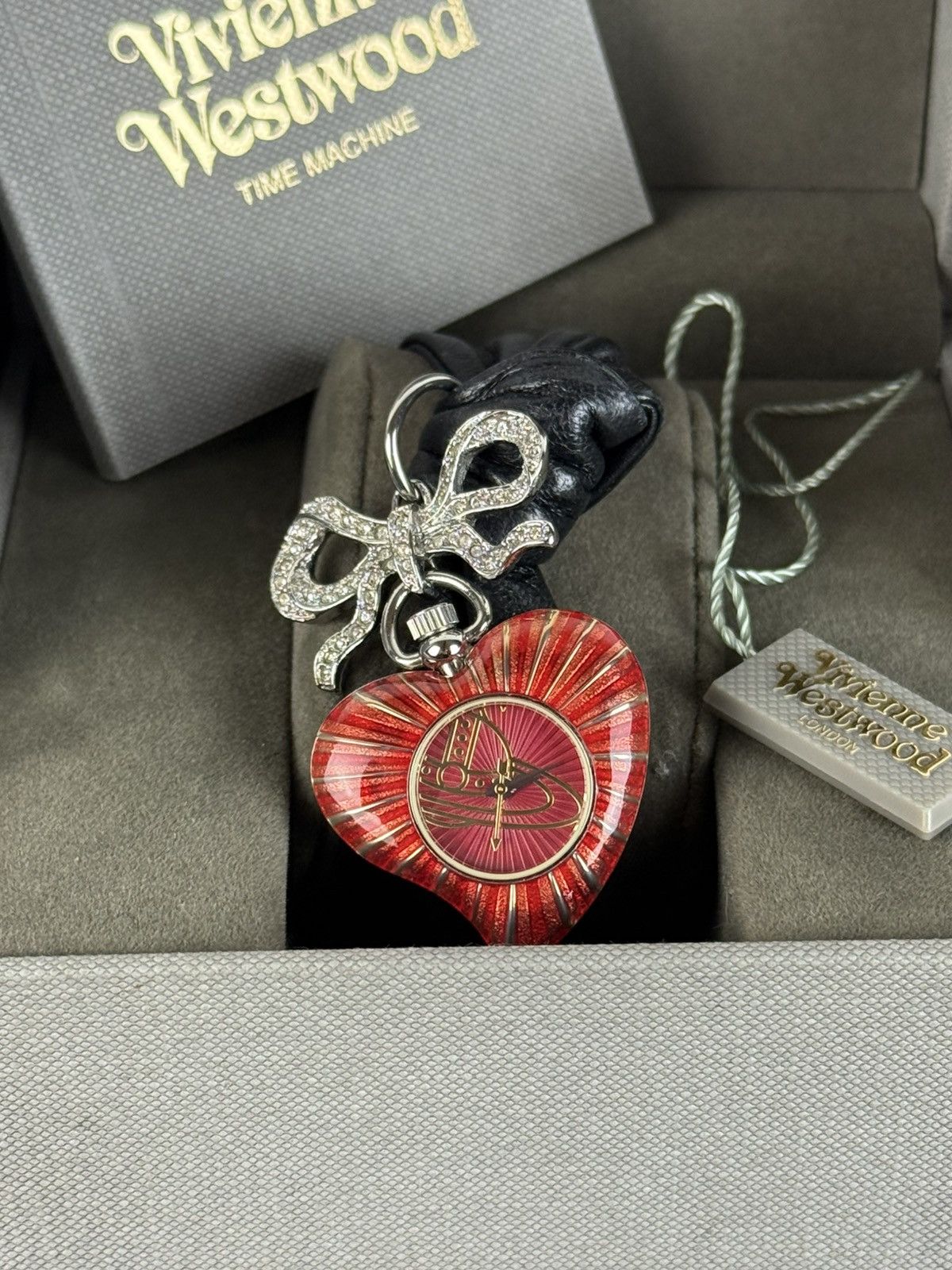 Vivienne Westwood Heart Tied Strap Watch In Red
