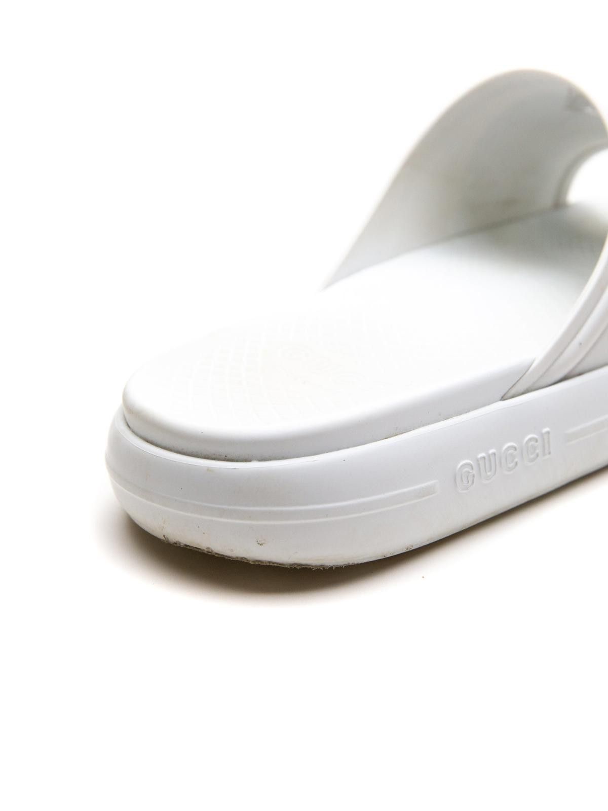 Gucci Gucci Web Rubber White Slide Sandals Size US 9 / EU 42 - 4 Thumbnail