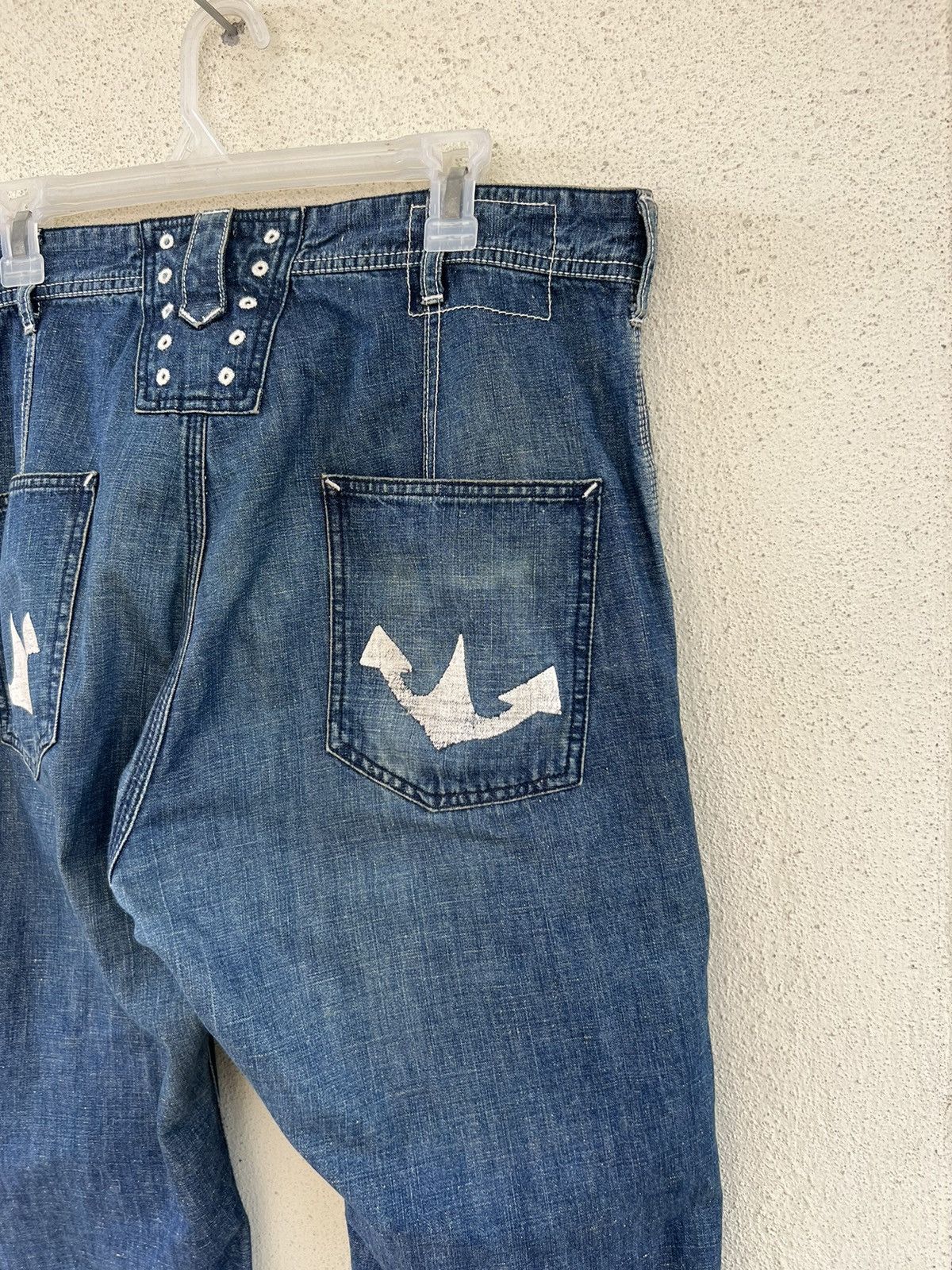 Vintage SACRIFICE Japan Union Made Dirty Muddy Denim Sailor Jeans Size US 34 / EU 50 - 19 Thumbnail