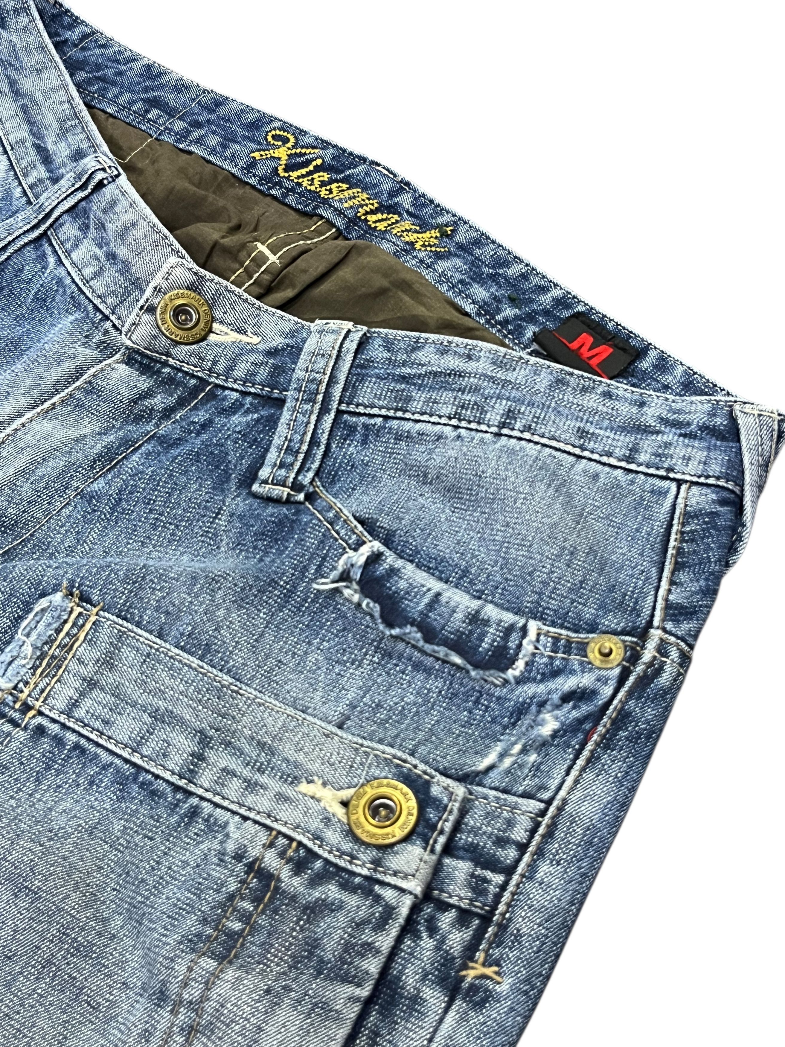 KISS 💋KISSMARK JAPAN Sick Design Half Double Waist Denim Jeans Size US 31 - 7 Thumbnail