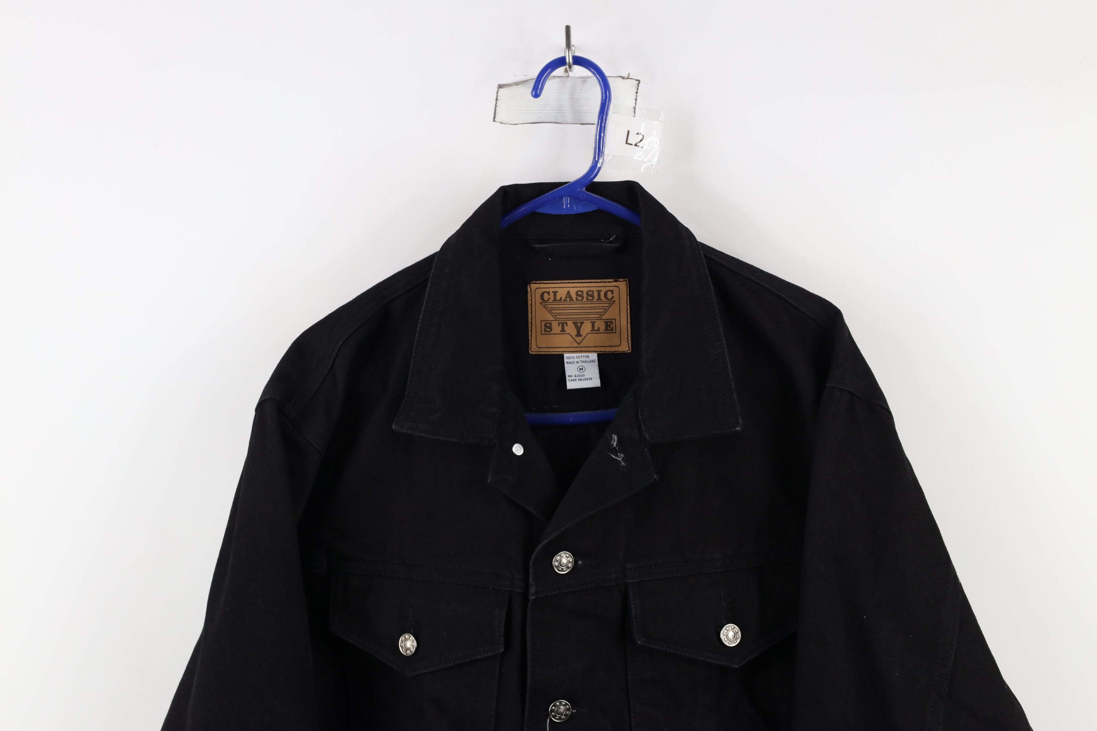 Vintage Vintage 90s Streetwear Jean Trucker Jacket Black Cotton Size US M / EU 48-50 / 2 - 2 Thumbnail