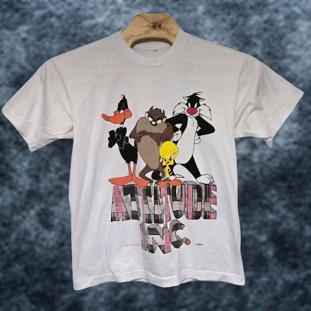 Vintage VINTAGE Looney Tunes T-Shirt White Adult Large Taz Sylvester Mens Short Sleeve 1990s Size US L / EU 52-54 / 3 - 1 Thumbnail