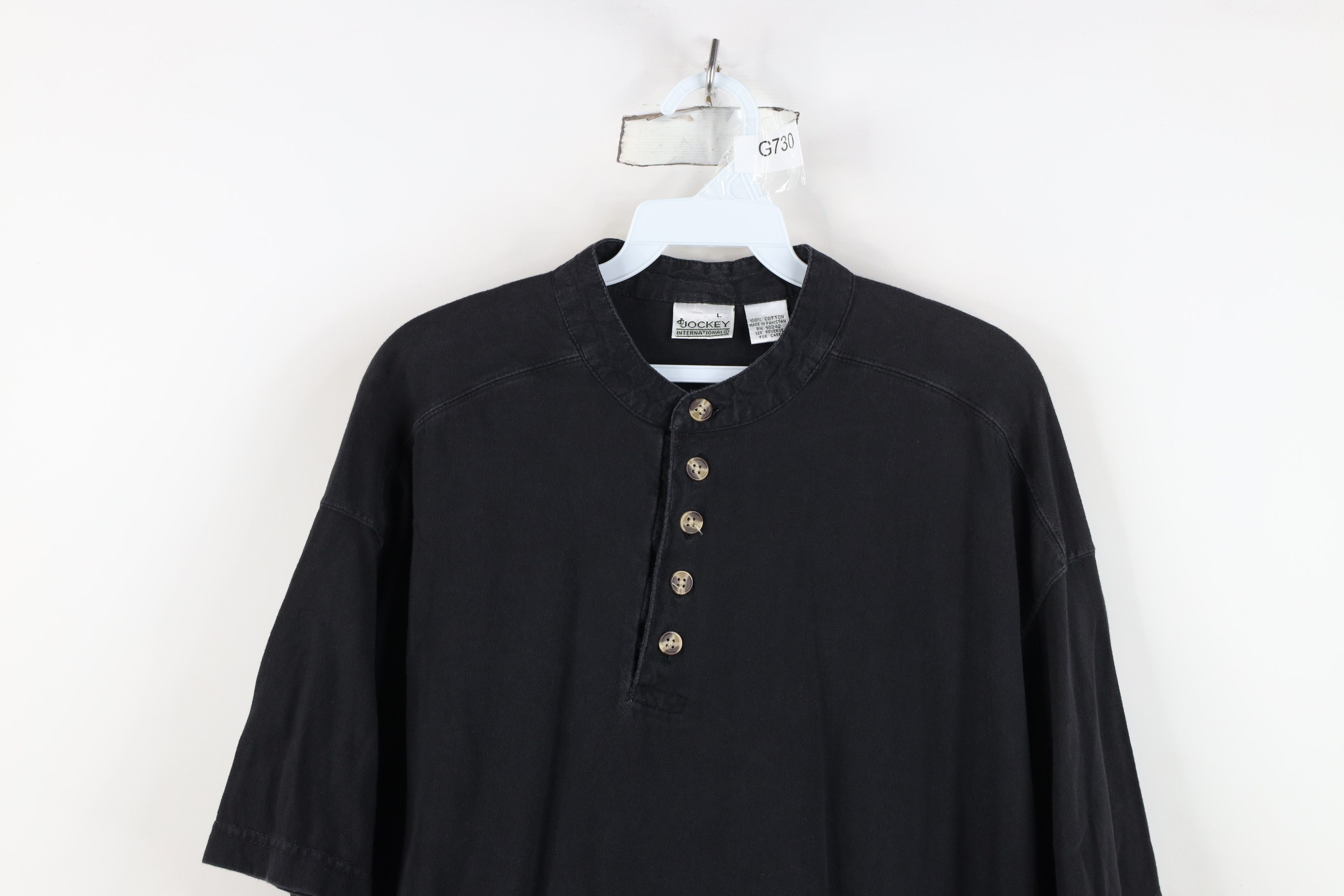 Vintage Vintage 90s Streetwear Blank Cotton Henley T-Shirt Black Size US L / EU 52-54 / 3 - 2 Thumbnail