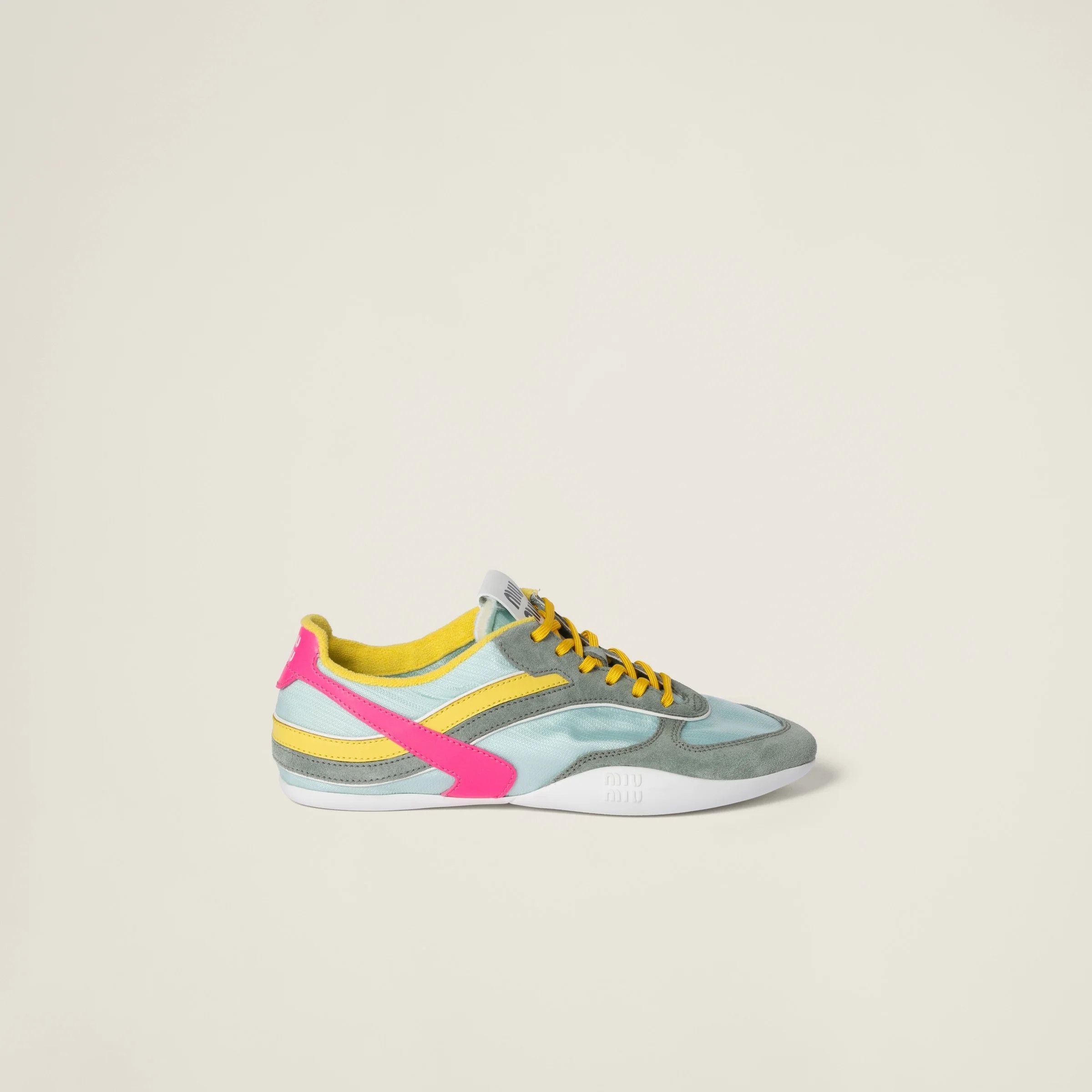 Miu Miu o1B3y1r0426 Gymnasium Technical Fabric And Suede Sneakers Size US 11 / IT 41 - 1 Thumbnail