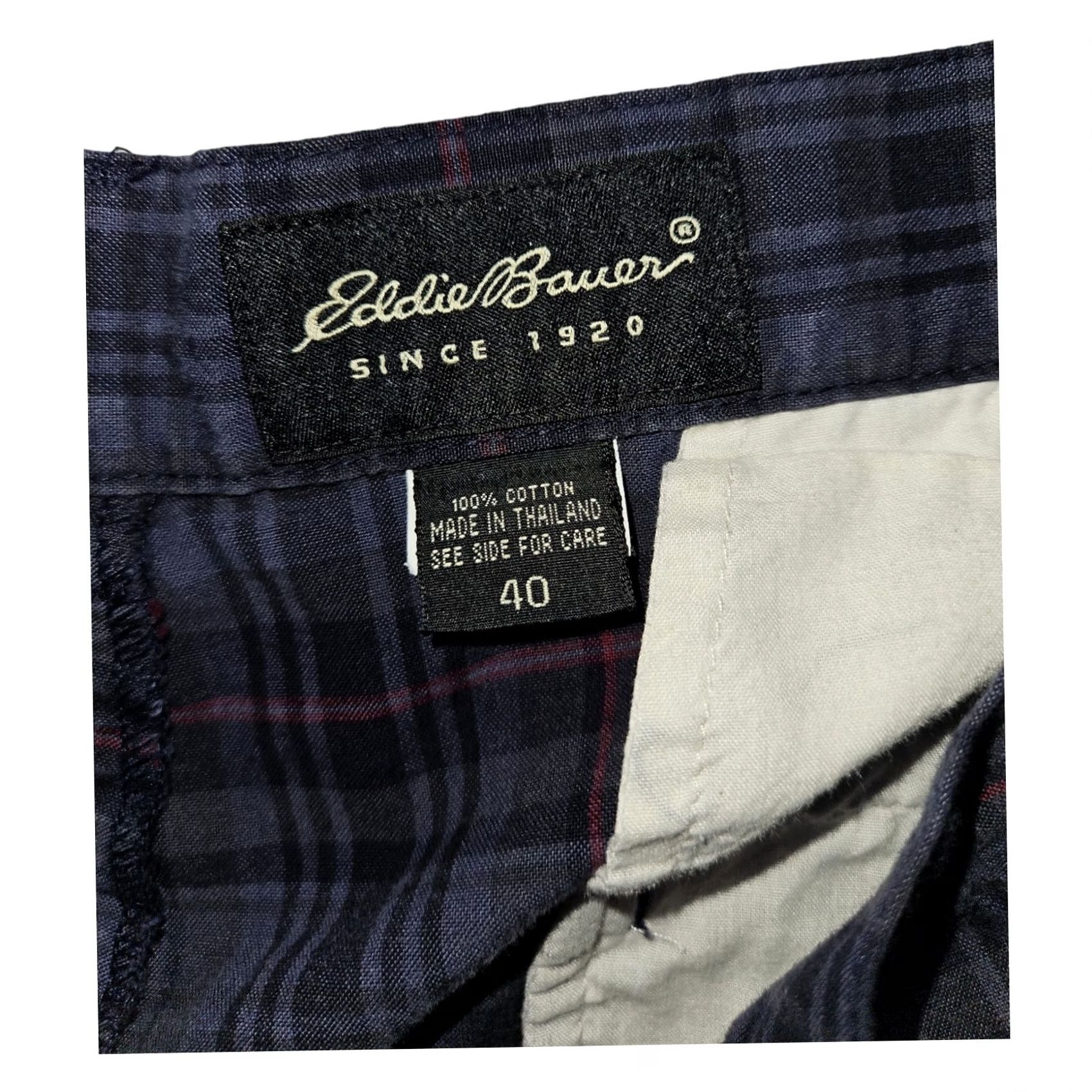 Eddie Bauer Eddie Bauer Chino Shorts Men's 40 Gray Plaid Pleated Slash Pockets Outdoors Size US 40 / EU 56 - 2 Thumbnail