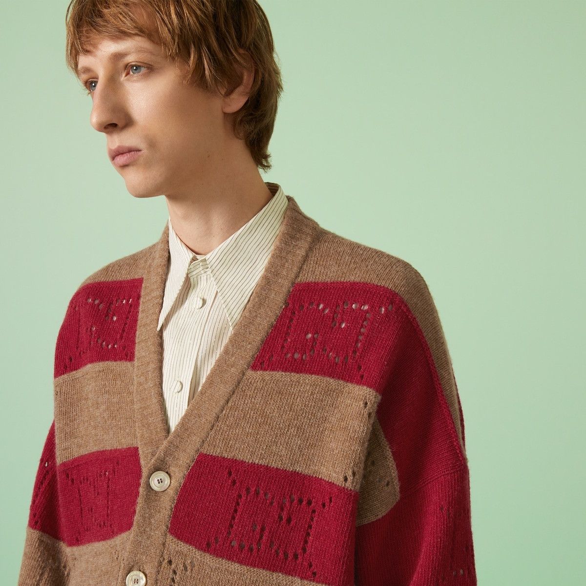 Gucci o1s1wg110925 GG Striped Wool Cardigan in Multicolor Size US XL / EU 56 / 4 - 3 Thumbnail