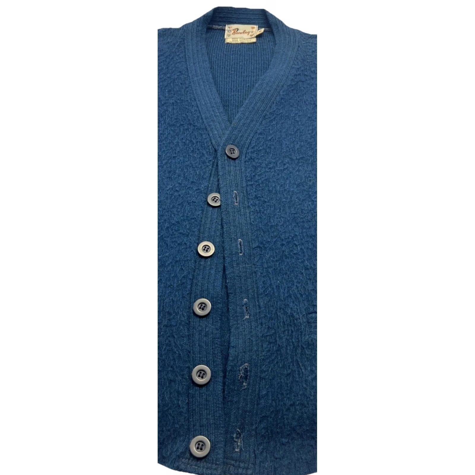 Vintage VINTAGE Barelay Cardigan Womens M Mohair Blend Blue V-Neck Pocket Lightweight All Seasons Relaxesf Size M / US 6-8 / IT 42-44 - 4 Thumbnail