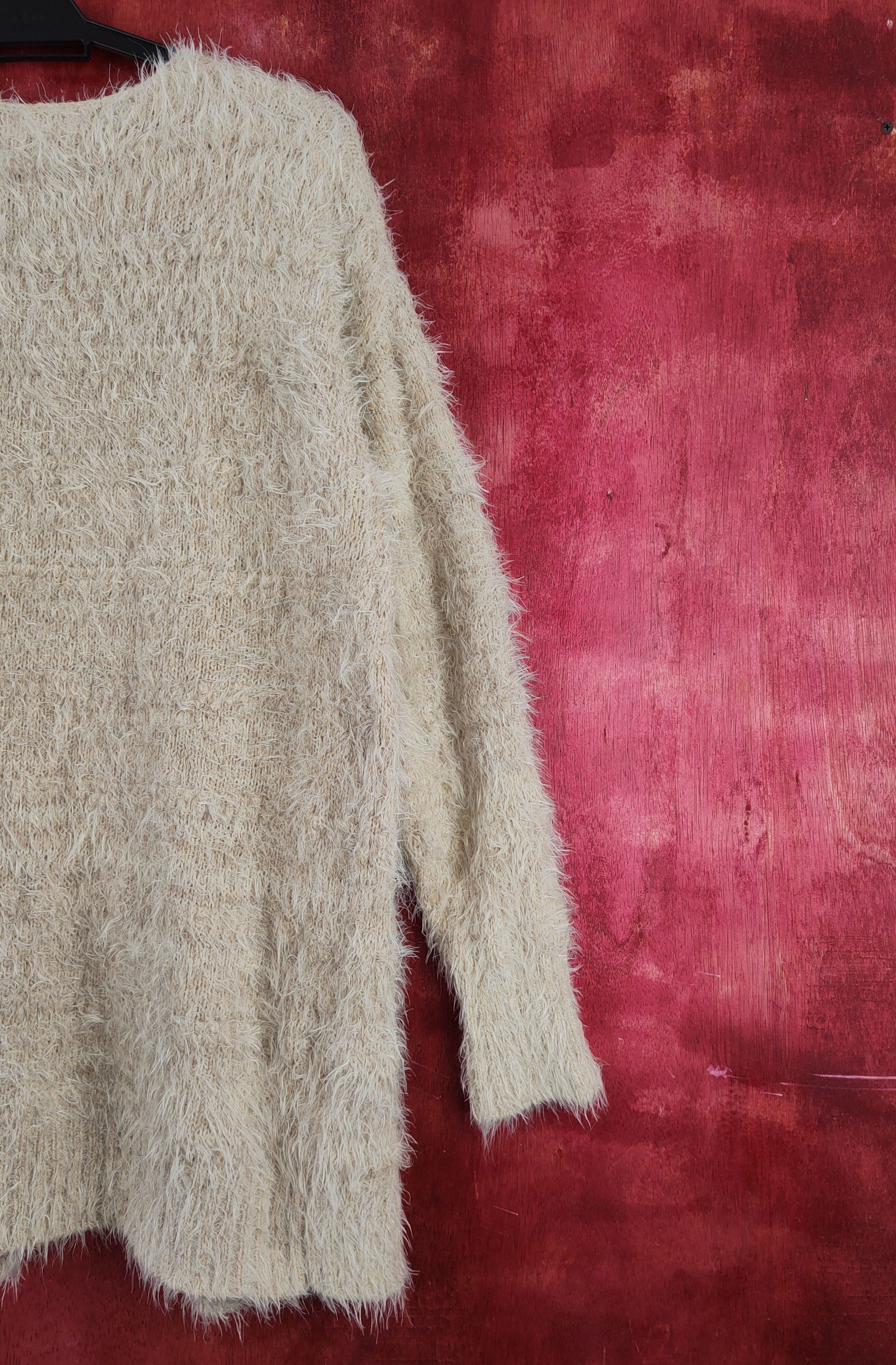 Homespun Knitwear Urban Research Beige Shag Shaggy Fur Mohair Knitwear #S2039 Size L / US 10 / IT 46 - 8 Thumbnail