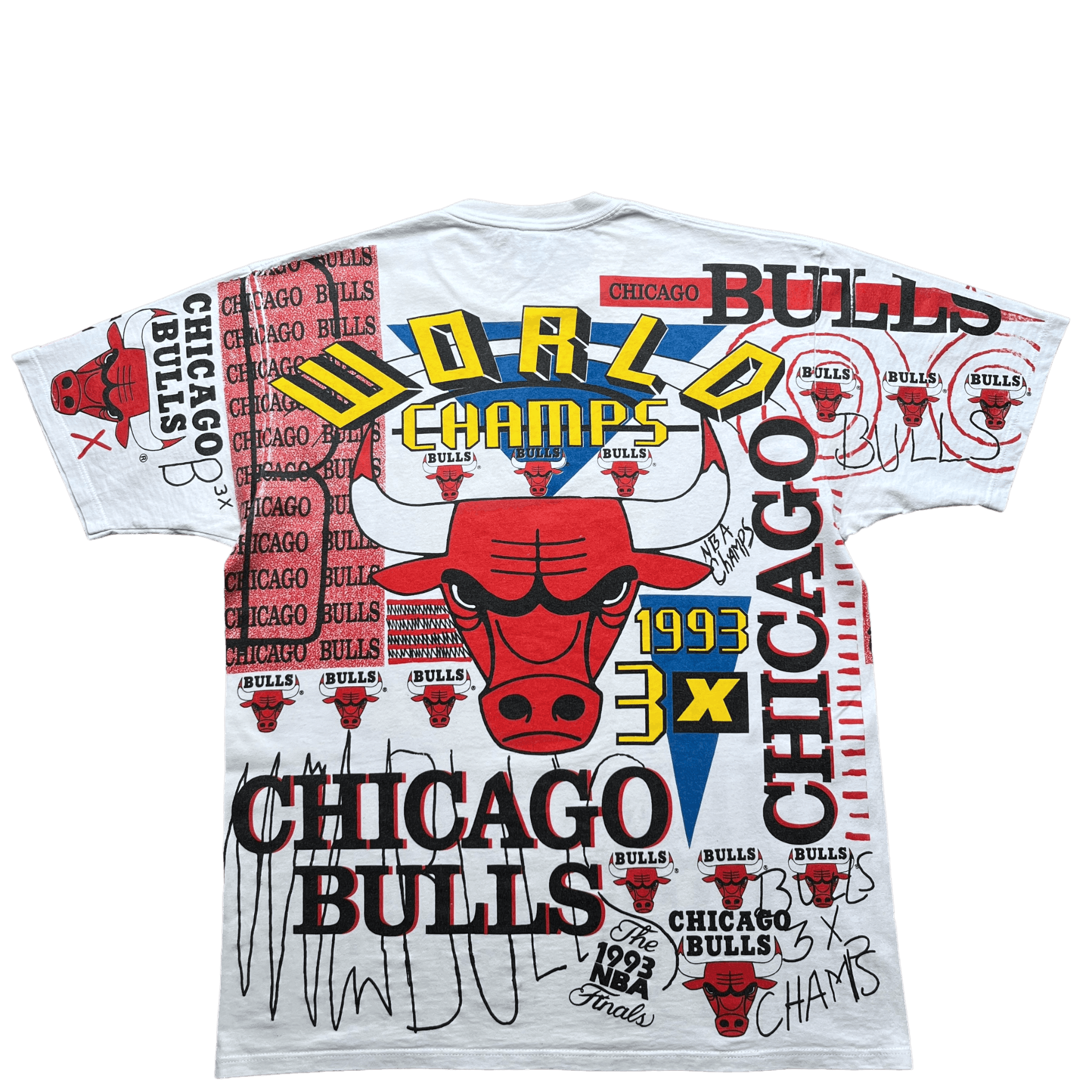 Vintage VINTAGE 1993 CHICAGO BULLS "3-PEAT" - XL Size US XL / EU 56 / 4 - 2 Thumbnail