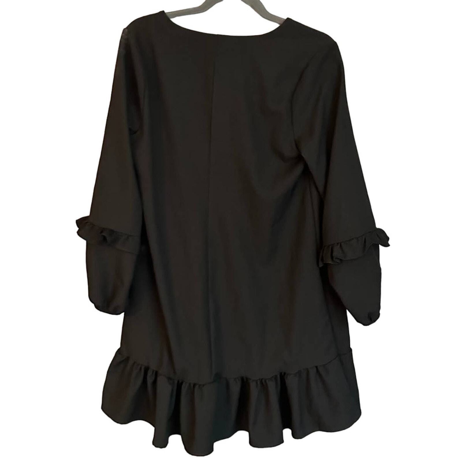 Other Aqua Dress Size Small Mini V Neck Ruffle Long Sleeve Shift Size S / US 4 / IT 40 - 3 Thumbnail