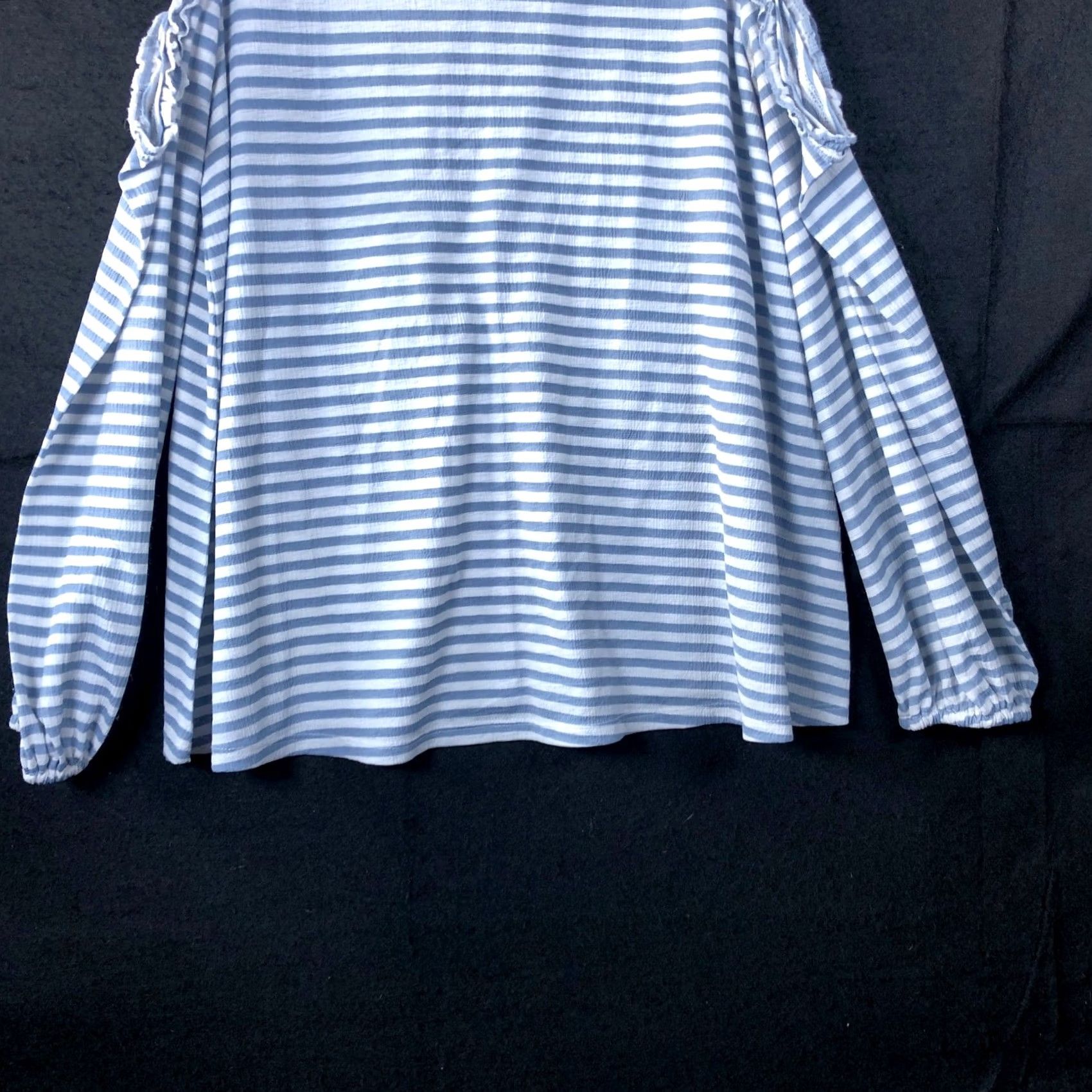 Lauren Conrad LC Lauren Conrad Womens Shirt Blue White Striped Cold Shoulder Long Sleeve Small Size S / US 4 / IT 40 - 3 Thumbnail