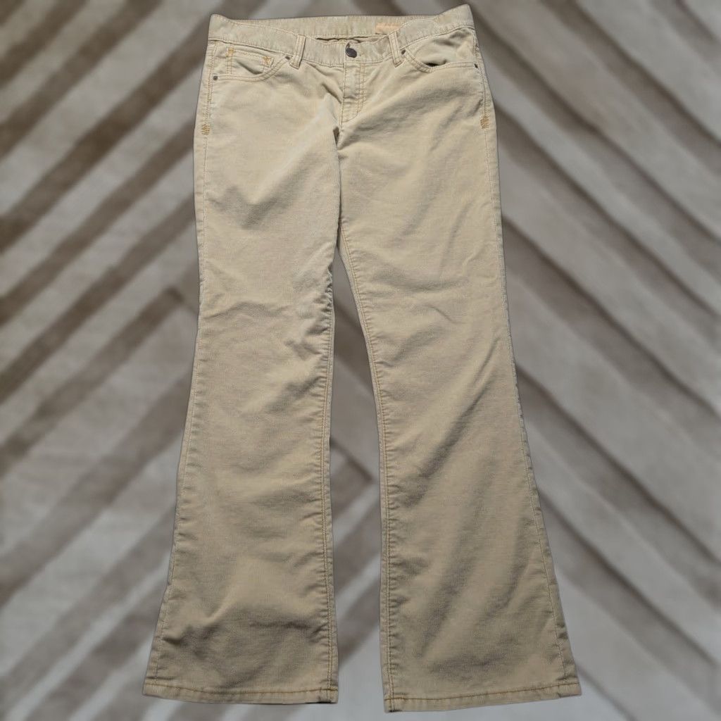 Gap VINTAGE Gap 1969 Limited Edition Corduroy Bootcut Pants Beige Womens 12R Regular Stretch Pockets Front Zip Button Tailored Retro Hippie Style Mens? Size 34" / US 12 / IT 48 - 1 Thumbnail