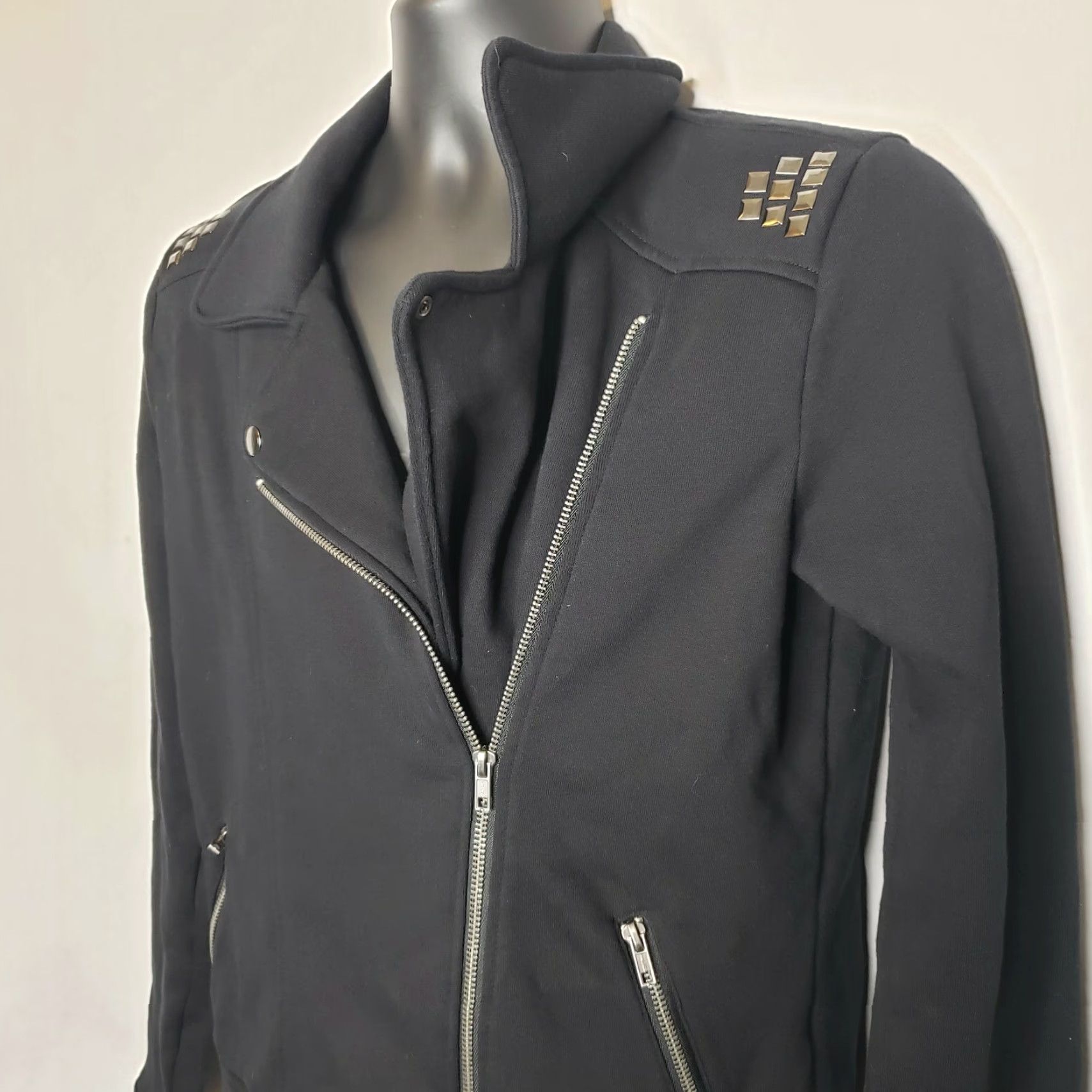 Vintage Maurices Jacket Black Knit Fabric Moto Style Long Sleeve Jacket Coat Large Women Size L / US 10 / IT 46 - 4 Thumbnail