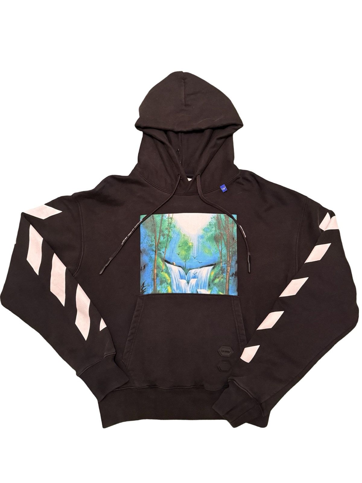 image of Off White Hoodie Diagonal Waterfall in Black, Men's (Size XS)