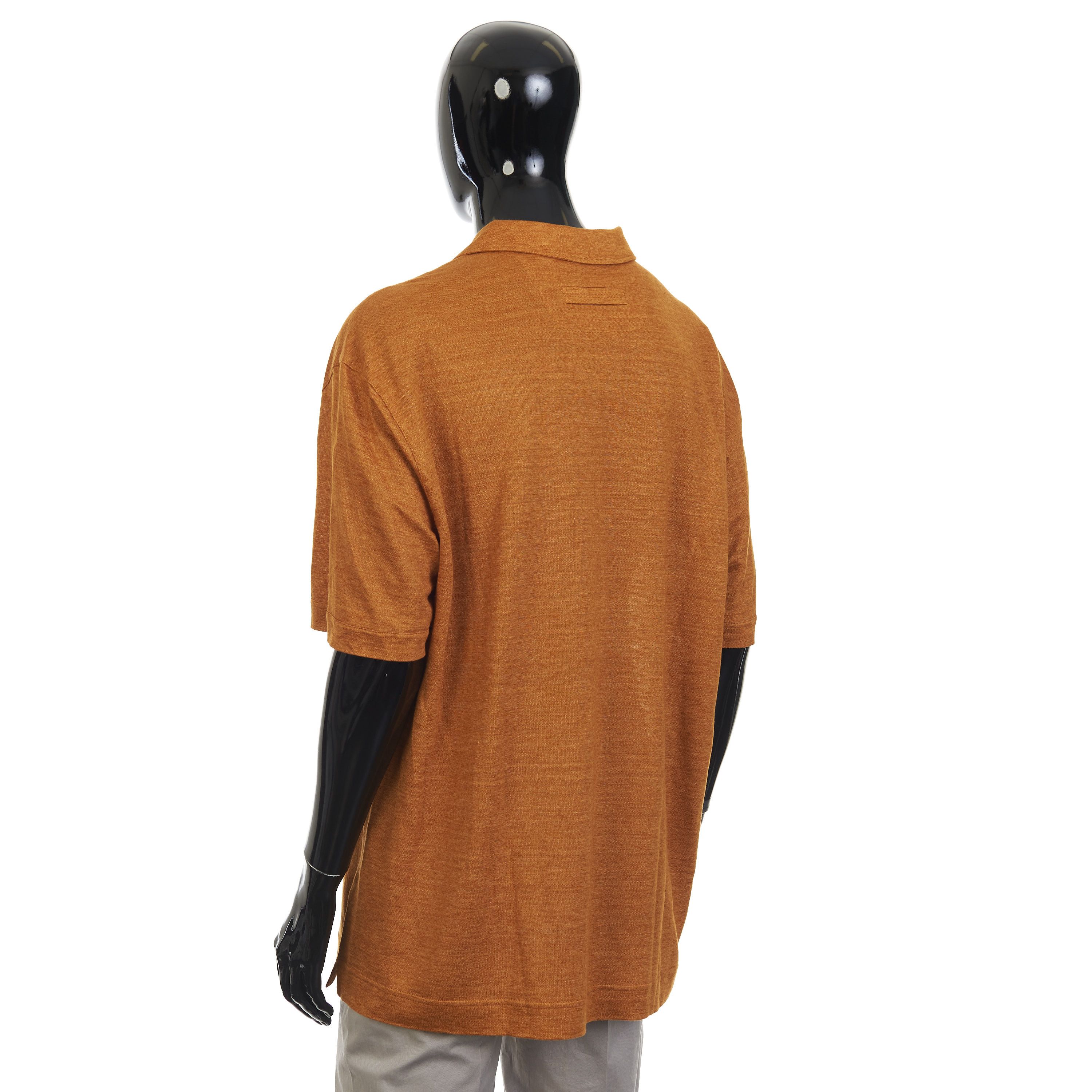 Ermenegildo Zegna Ochre Oasi Lino Open Polo Shirt Size 60 Size US XXL / EU 58 / 5 - 4 Thumbnail
