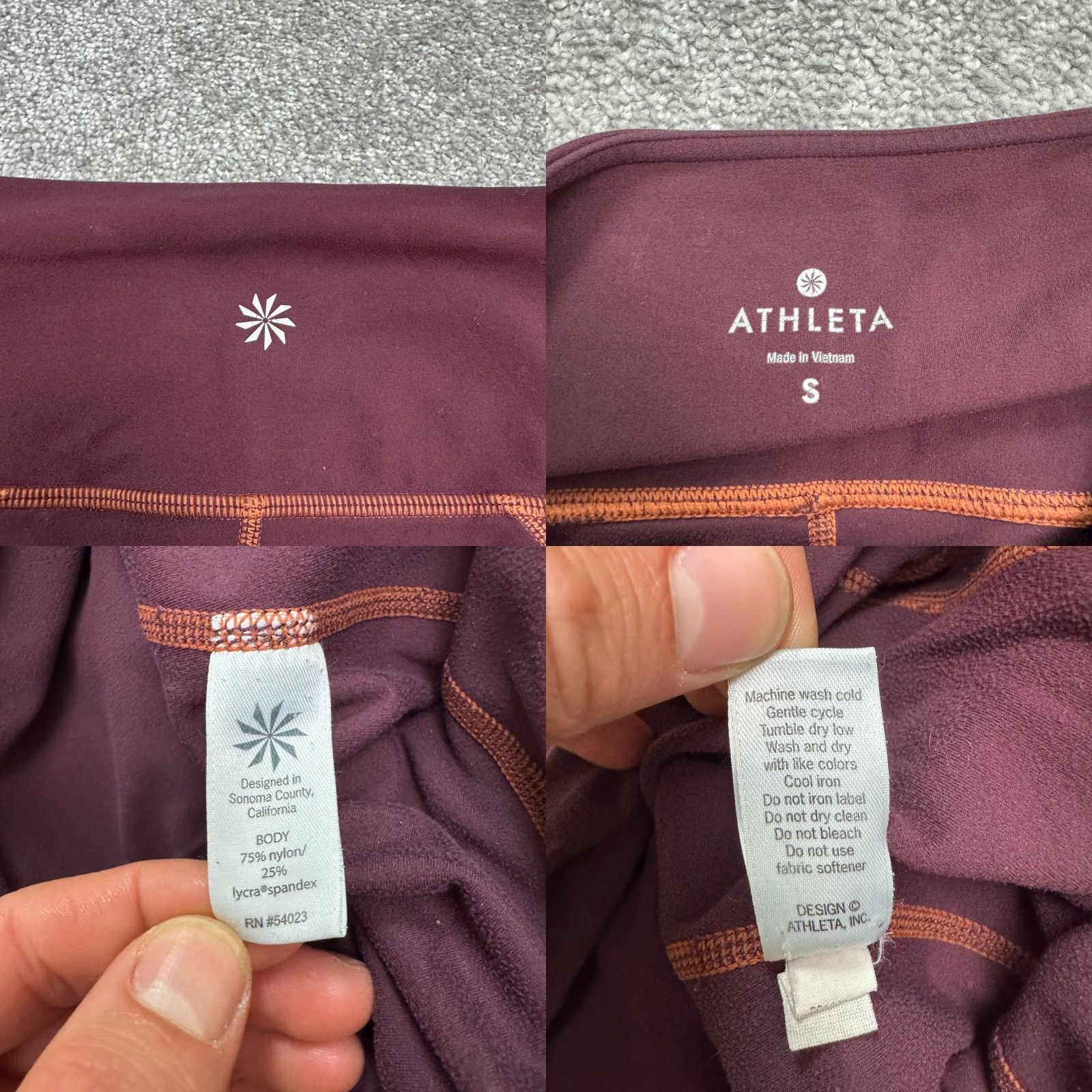 Athleta VINTAGE Athleta Women’s Leggings Cropped Skinny Activewear Yoga Fall Spring Summer Winter Maroon Size S Size 28" / US 6 / IT 42 - 8 Thumbnail