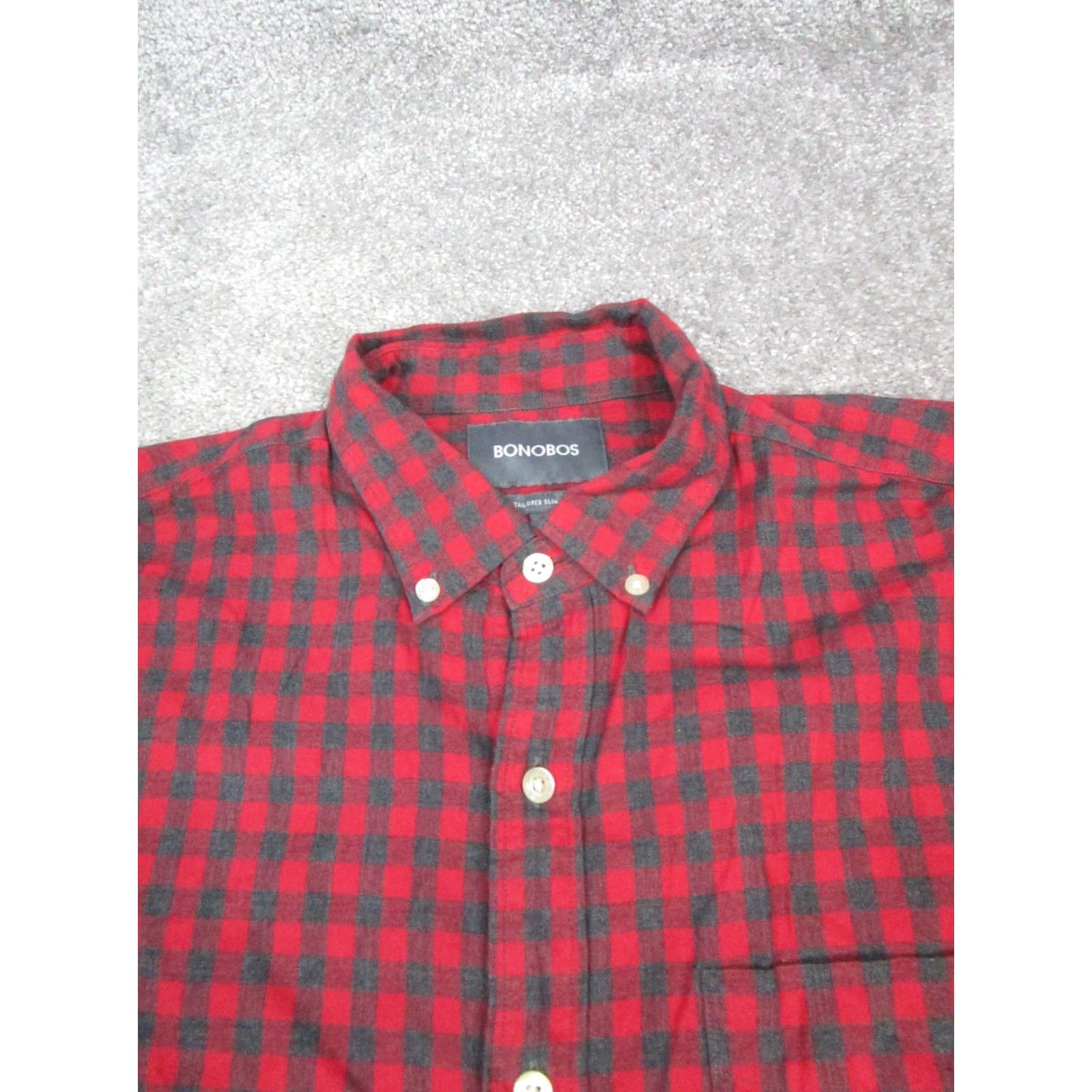 FRED Bonobos Shirt Mens Medium Red Black Cotton Button Up Size US M / EU 48-50 / 2 - 2 Thumbnail