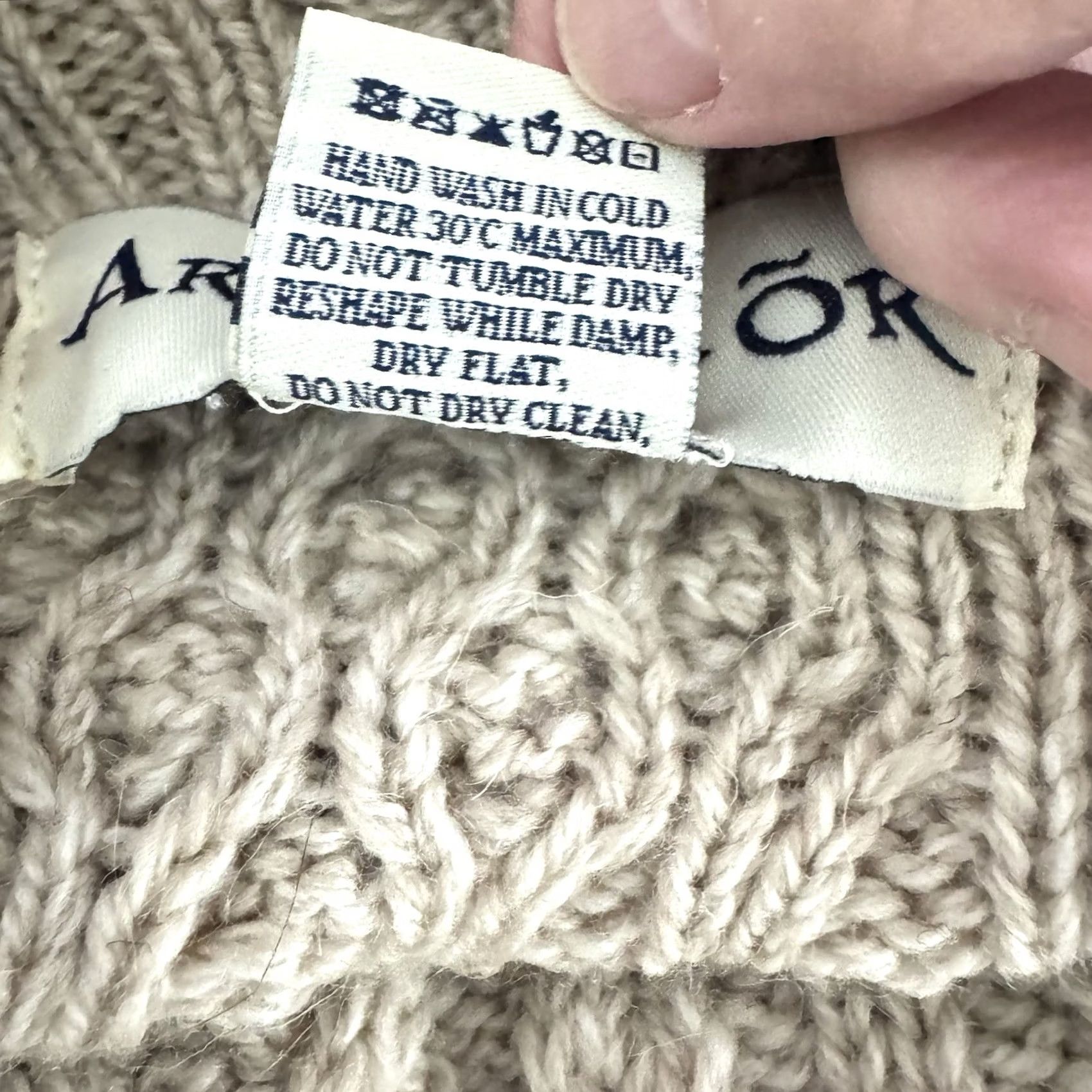 Vintage Aran Mor Ireland Sweater Cardigan Wool Cable-Knit S Women Brown Beige Merino Wool Small Pullover Shirt? Size S / US 4 / IT 40 - 3 Thumbnail